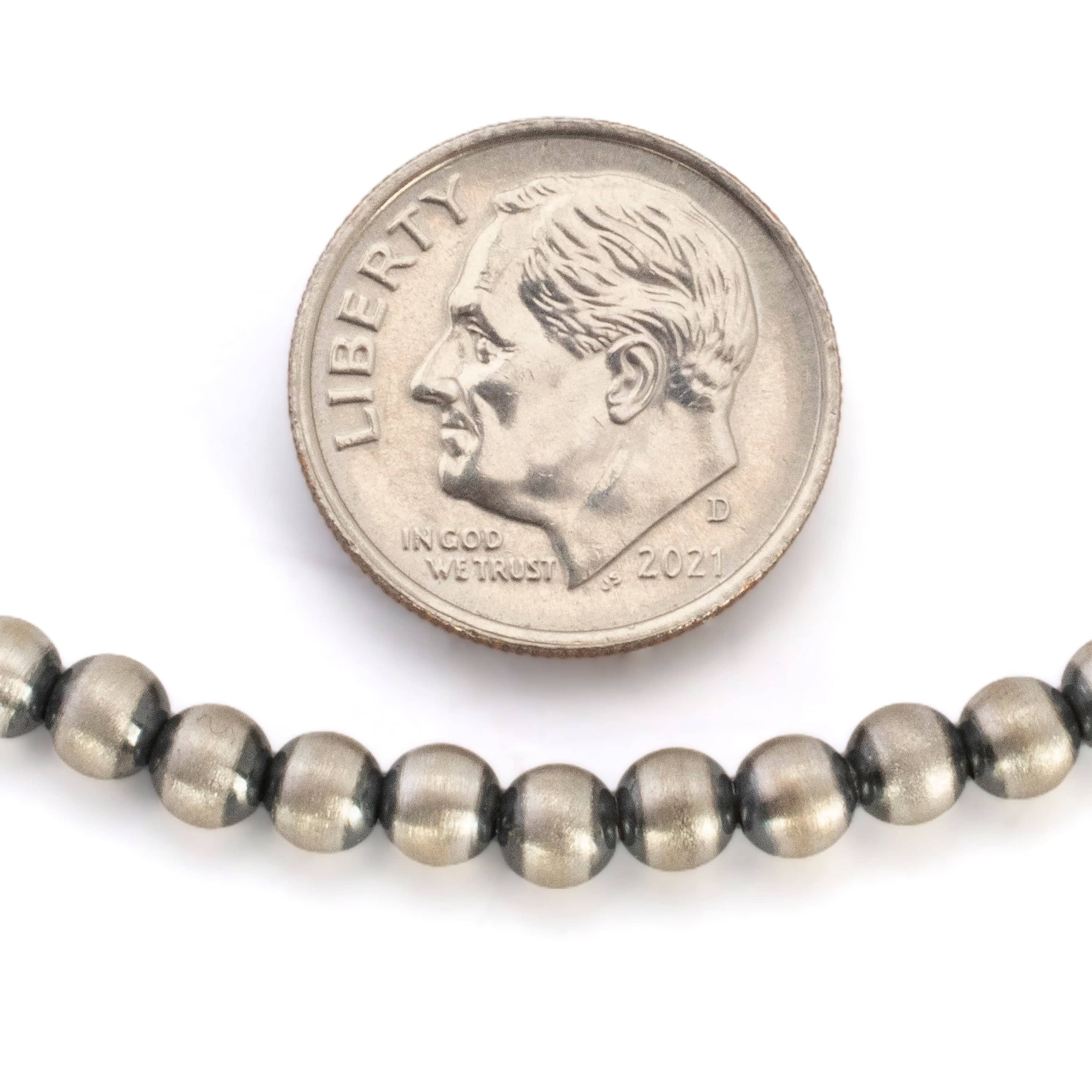 16 Single Strand 4mm Navajo Pearl Genuine 925 Sterling Silver Necklace with 2 Extender Chains | Handmade Native American Jewelry | Perfect for Boho, Southwest & Festival Fashion