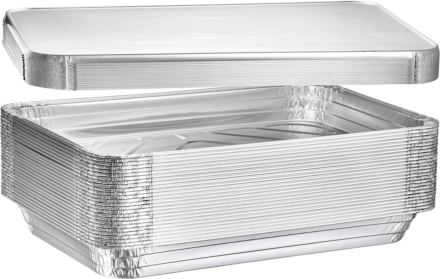 Disposable Aluminum Half Size Shallow Pans with Lids - 20-Pack Eco-Friendly Foil Baking Pans for Food Prep, Cooking & Meal Storage - Perfect for Catering, Parties, BBQs & Holiday Cooking - 100% Recyclable Cookware