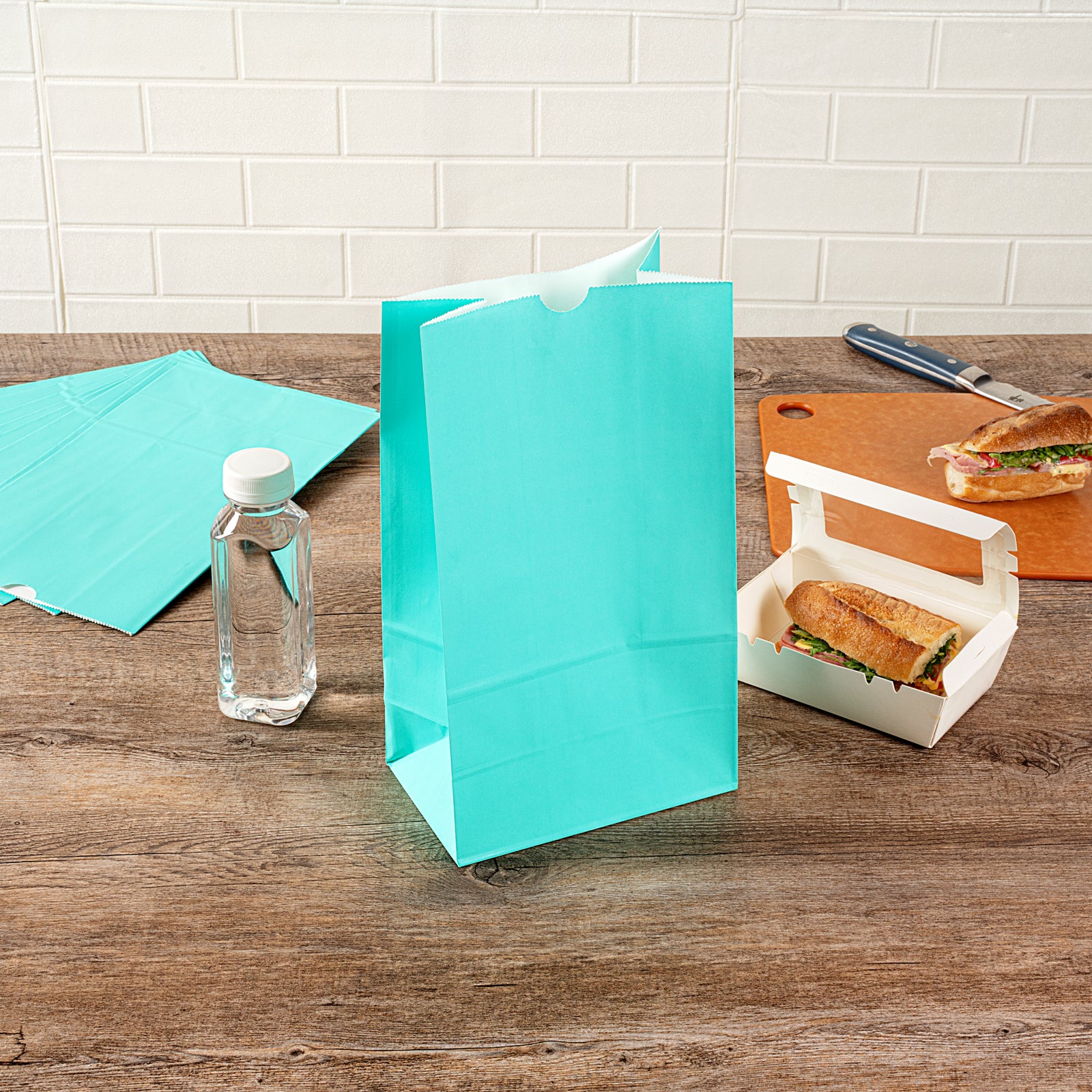 Premium Turquoise Paper Bags - 12 lb Weight Capacity, 7 x 4.25 x 12.5 Inches, 100 Count Box - Perfect for Gift Wrapping, Party Favors & Retail Packaging