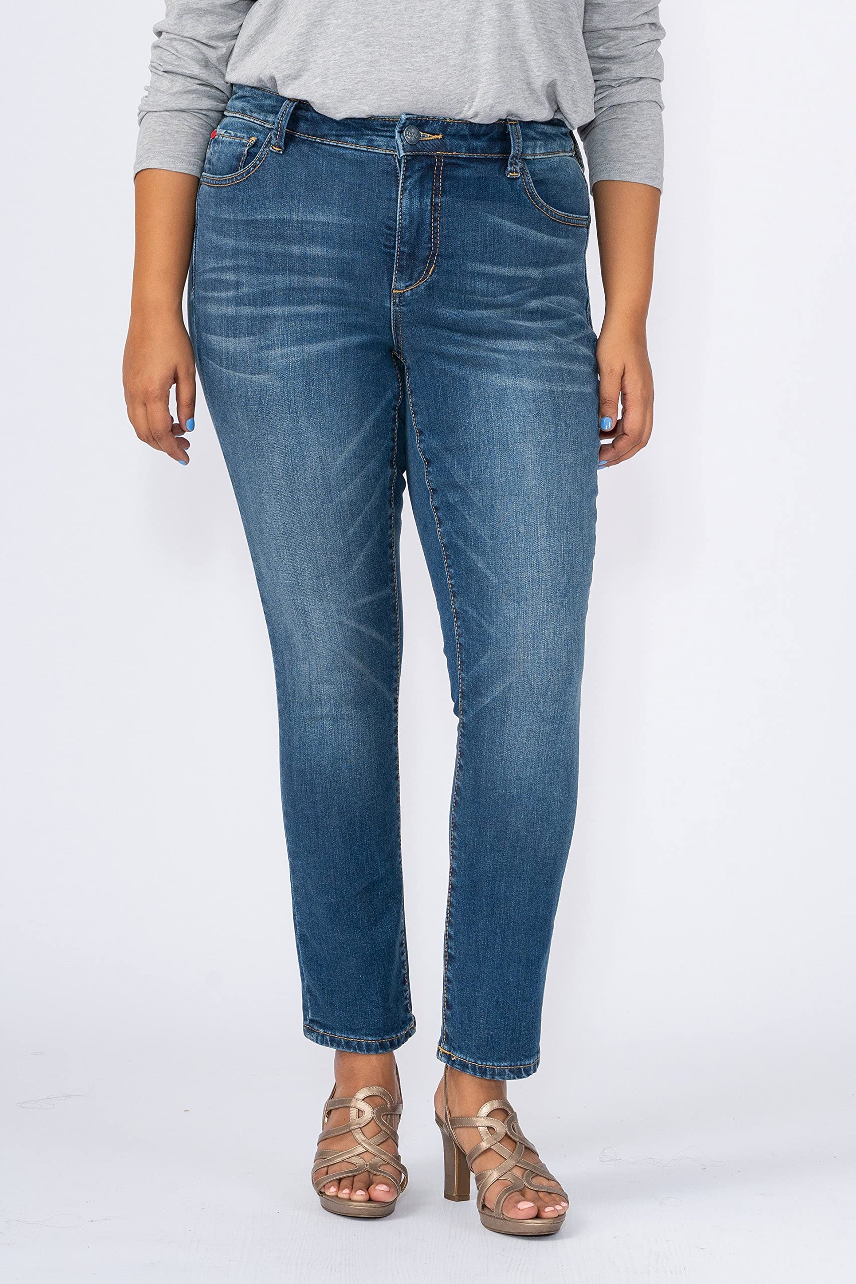 Premium Women's Plus Size Stretch High Rise Skinny Jeans - Slink Comfort Fit Denim Pants in Indigo Blue | Perfect for Casual Wear, Office Outfits & Night Out Looks