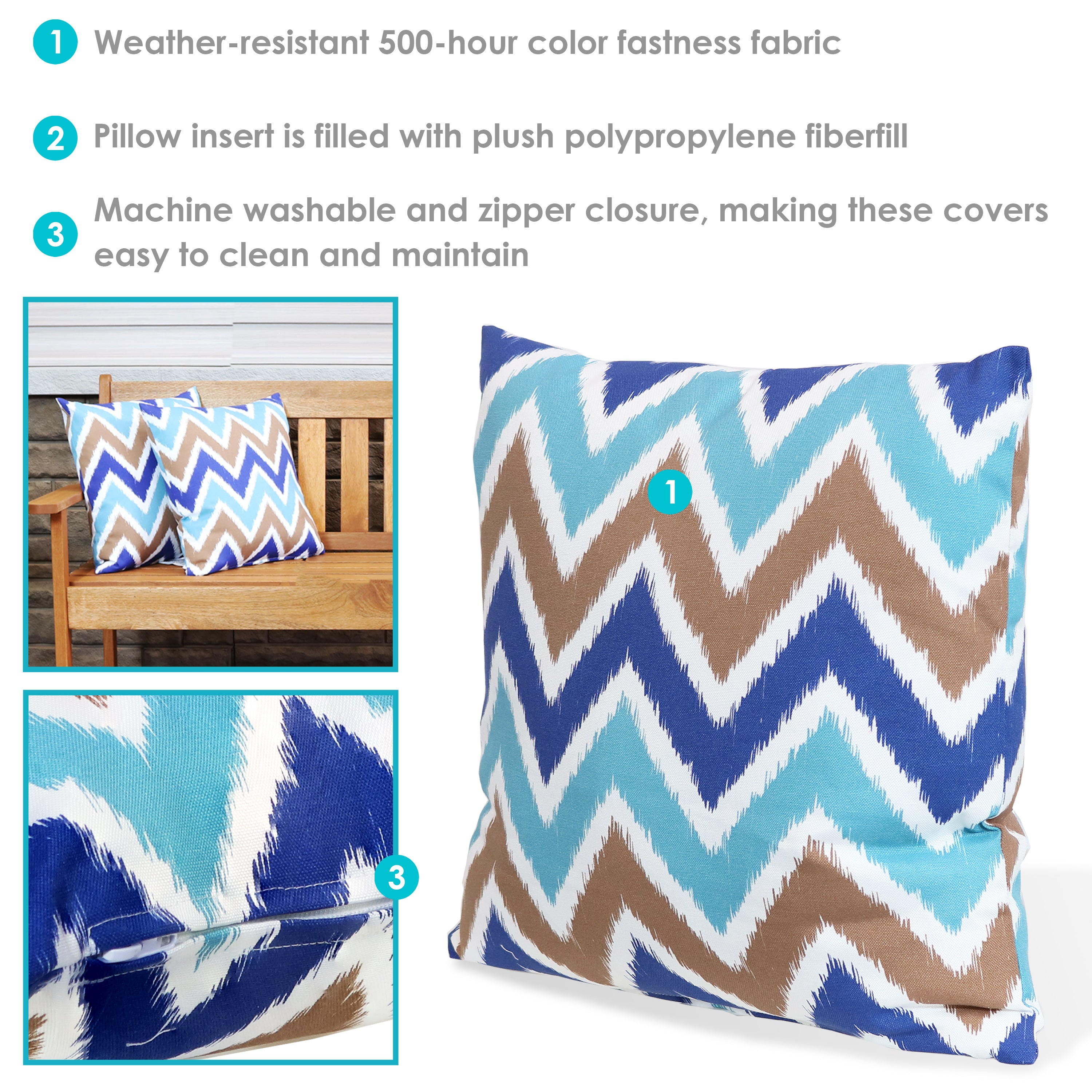 Stylish Sunnydaze Decorative Throw Pillows for Indoor & Outdoor Use - Perfect for Patio, Living Room, and Bedroom Decor