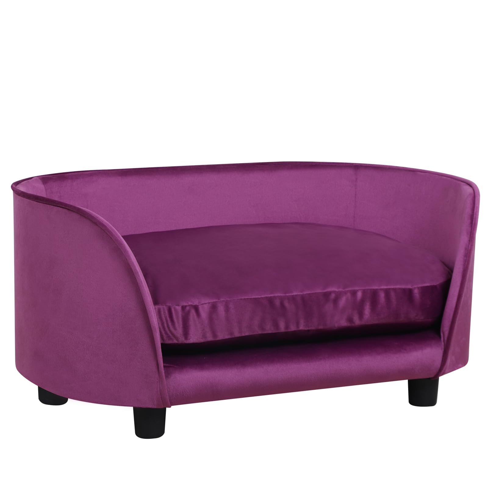 Premium Pet Sofa Bed for Small Dogs & Cats - Washable Velvet Cushion with Wooden Frame - Cozy Pet Couch for Puppies, Kittens & Small Pets (Purple) - Perfect for Living Room, Bedroom & Pet Napping Spaces