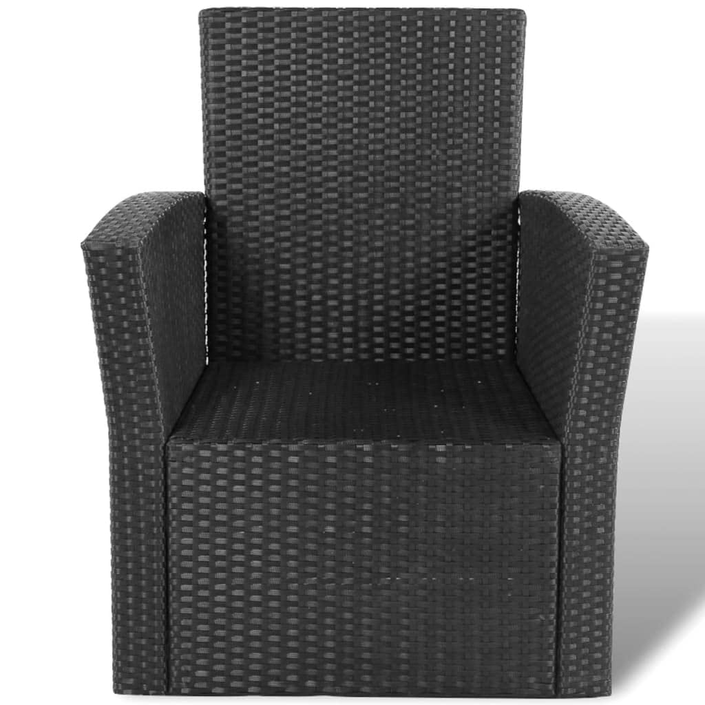 16-Piece Black Poly Rattan Patio Sofa Set with Cushions - Outdoor Sectional Sofa, Armchairs, 2-Seater Sofas & Coffee Tables for Garden, Poolside & Backyard Relaxation