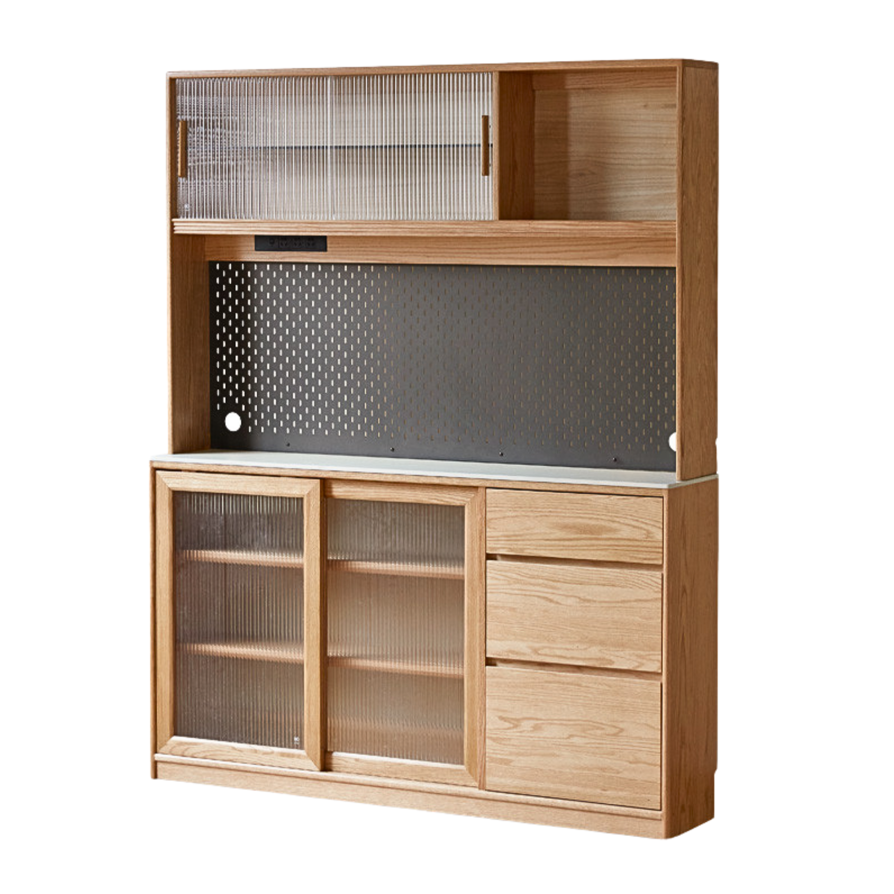 Solid Oak Wood Rock Board - Nordic Style Ultra-Thin Sideboard for Living Room, Bedroom & Dining Room Storage