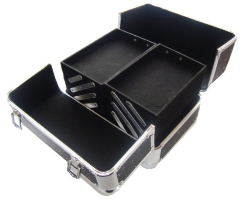 Sparkly Glitter Aluminum Makeup Vanity Case - Portable Cosmetic Organizer for Beauty & Nail Supplies (Black) | Perfect for Travel, Home & Salon Use