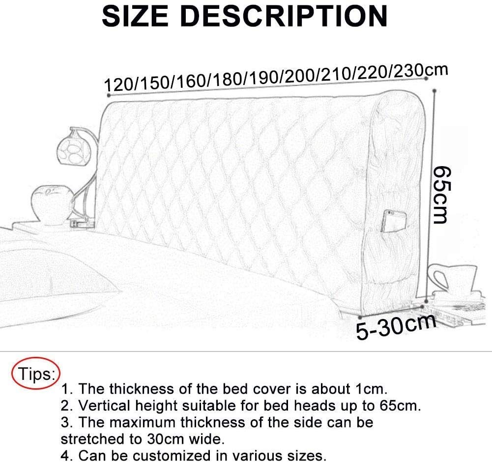 King/Queen/Twin Bed Headboard Slipcover - Stretch Dustproof Protector Cover for Bedroom Decor (Grey, 160cm/63
