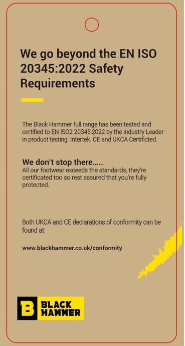 Black Hammer Men's Safety Trainers - Waterproof Steel Toe Work Shoes with Ankle Support, Lightweight S1P SRC 9900 Certified - Ideal for Construction, Warehouse & Industrial Work