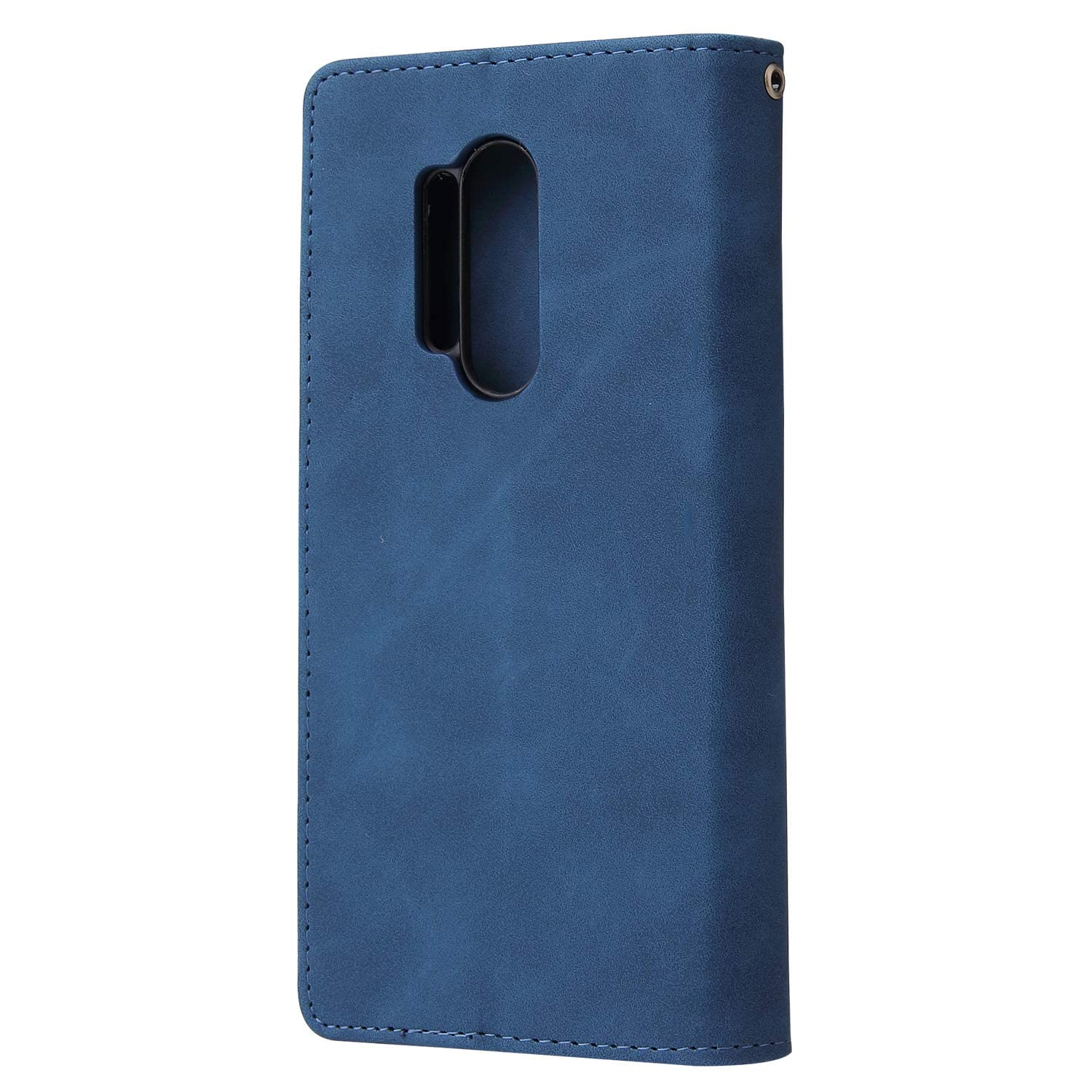 OnePlus 8 Pro Wallet Case with Tempered Glass Screen Protector - Leather Flip Cover with Card Holder & Stand - Compatible with OnePlus 8 Pro 5G (Blue) - Perfect for Daily Use, Travel & Business Meetings