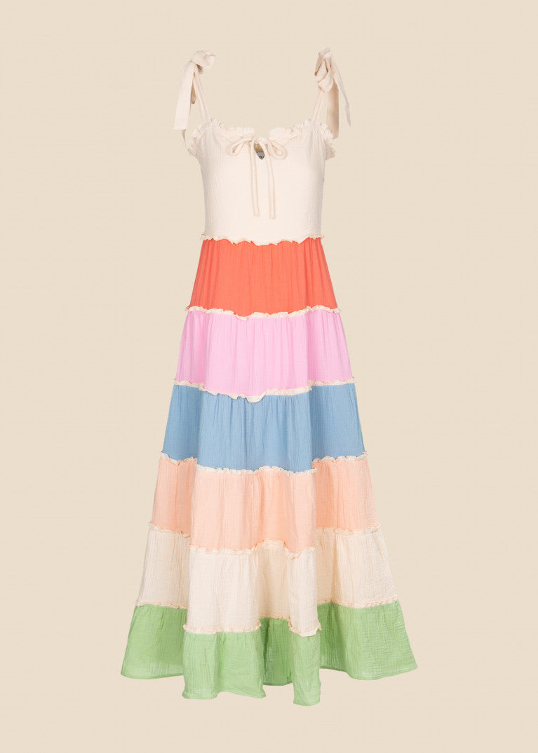 Laurel Bohemian Dress for Women - Flowy Maxi Dress with Embroidery & Lace Details (Multi-Color) - Perfect for Festivals, Beach Vacations & Summer Outfits