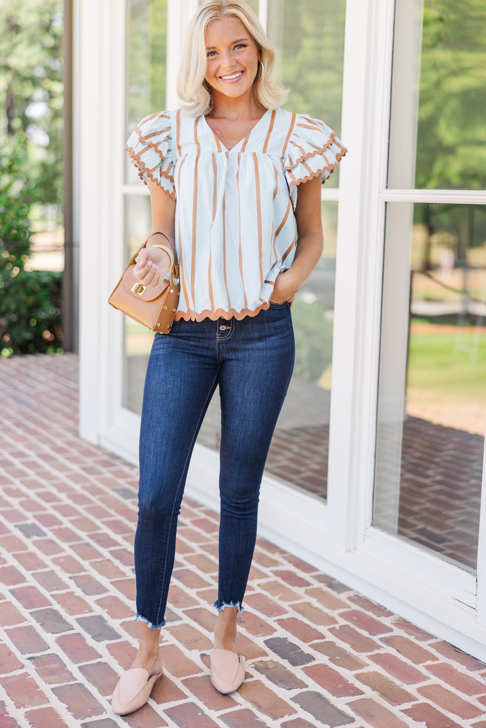 Stylish Blue Striped Blouse for Women | Trendy Casual & Office Wear | Perfect for Work, Dating & Everyday Outfits