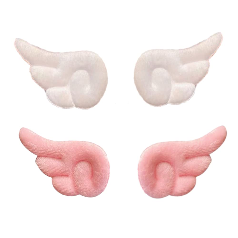 2 Pairs Angel Wings Hair Clips - Cute Non-Slip Plush Barrettes for Women & Girls (White & Pink) | Perfect for Halloween, Christmas & Kawaii Fashion Accessories