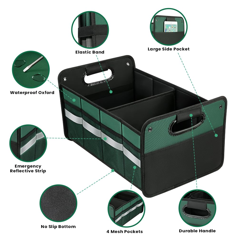 50L Waterproof Car Trunk Organizer with Reinforced Handles & Non-Slip Bottom - Durable Polyester Storage for SUV, Sedan, Truck, Minivan | Perfect for Road Trips, Grocery Shopping & Travel Gear Organization