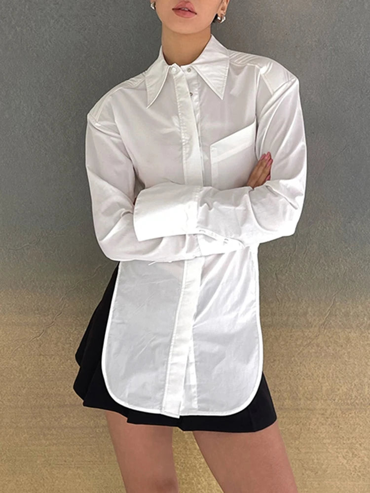 Women's Backless White Blouse - Lapel Long Sleeve Button Down Shirt for Women | Office Wear, Date Night & Casual Outfits