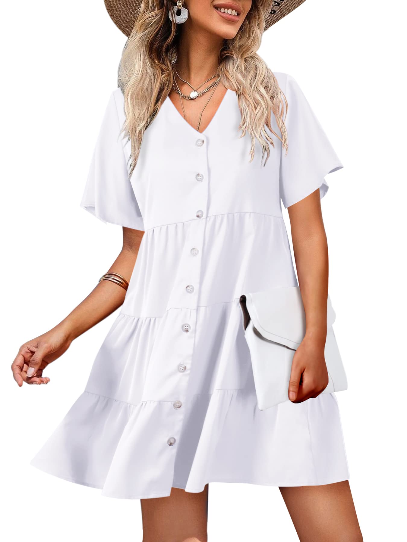 Amoretu Women's Summer Swing Dress - Casual Flowy Tunic Beach Dress with Pockets | Perfect for Vacation, Beach Outings & Summer Parties
