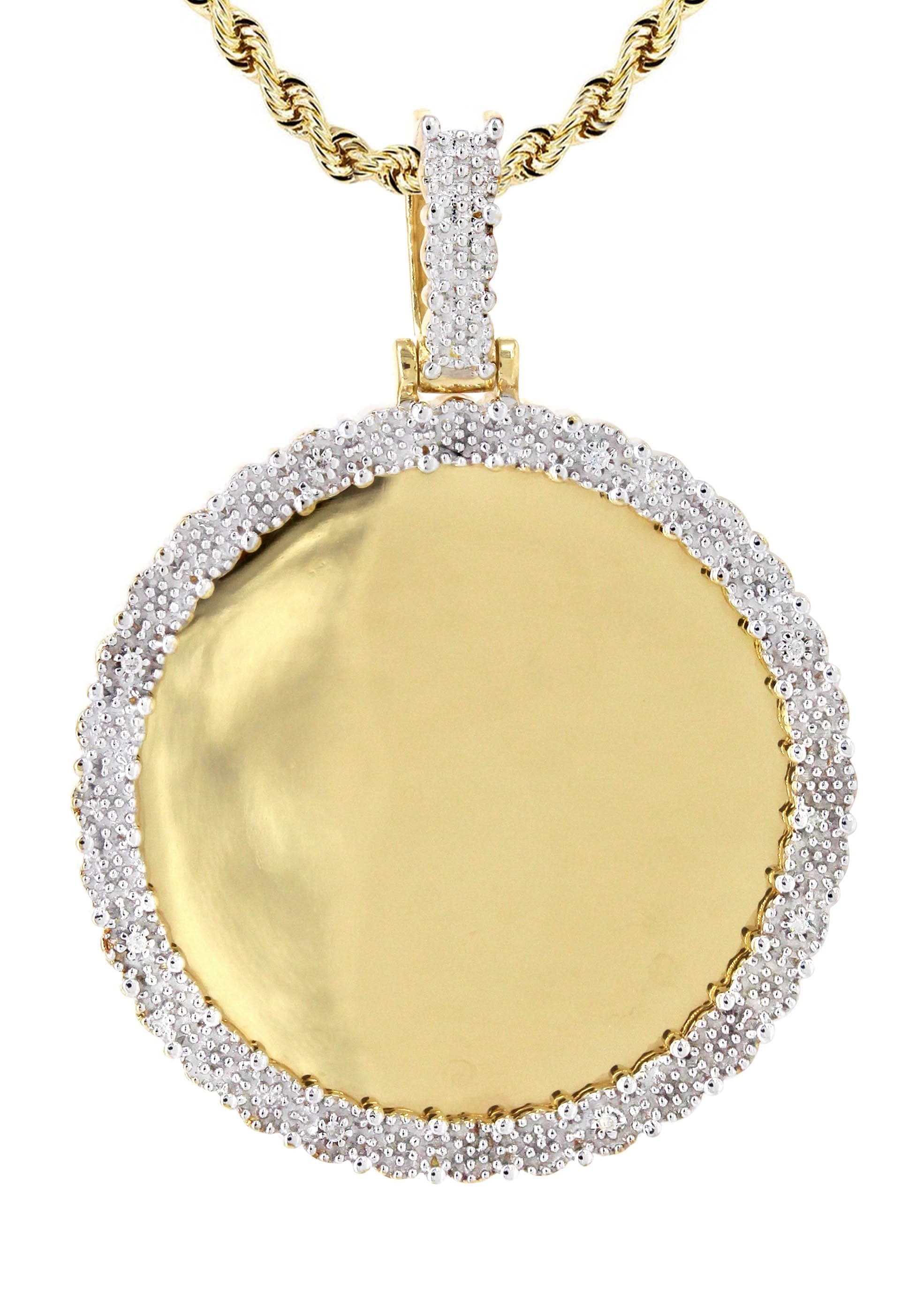10K Yellow Gold Diamond Round Picture Pendant Necklace for Women - 19 Grams | Elegant Jewelry Gift for Birthday, Anniversary & Special Occasions