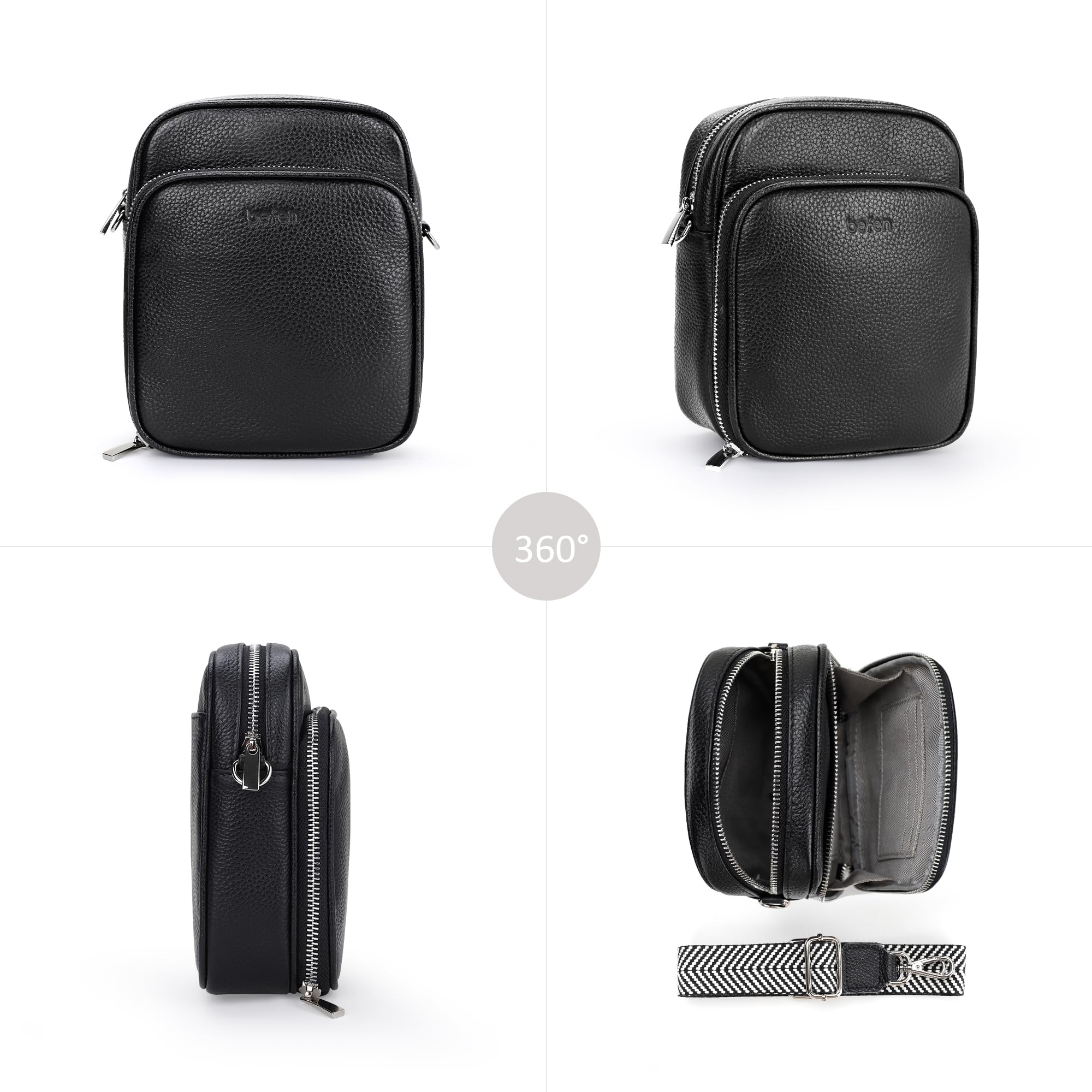 Befen Genuine Leather Small Crossbody Purse for Women - RFID Blocking Trendy Phone Travel Bag - Perfect for Daily Use, Shopping & Travel Accessories