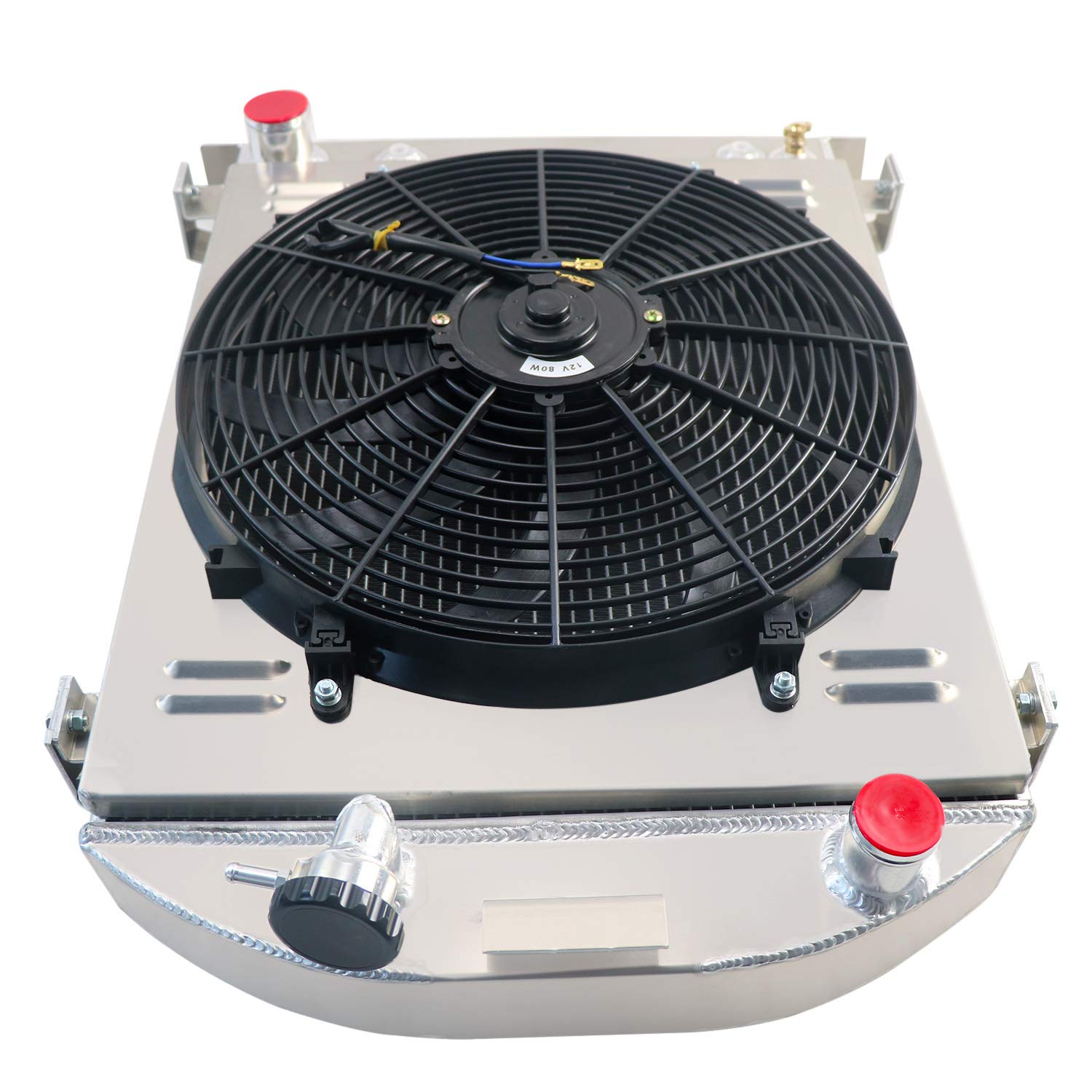 3 Row Aluminum Radiator with Shroud & Fan - Compatible with 1930-1931 Ford Model A & Chevy V8 - High-Performance Cooling for Classic Car Restoration & Hot Rod Upgrades