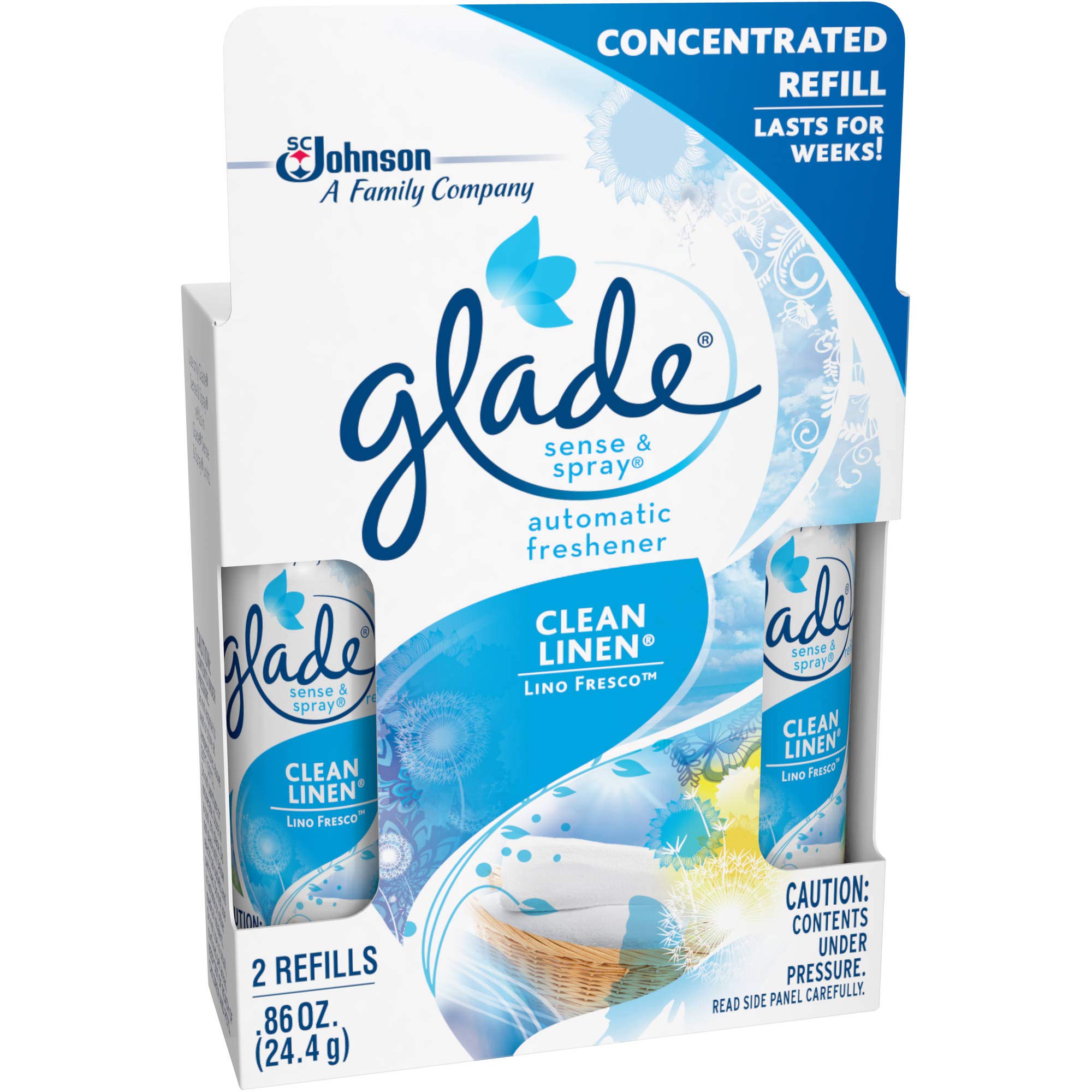 Glade Sense & Spray Clean Linen Air Freshener Refill Twin Pack - 0.86 Oz (5 Pack) | Long-Lasting Fragrance for Home, Bathroom & Office