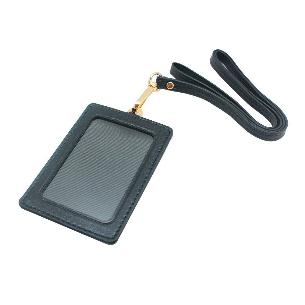 Premium Leather ID Badge Holder with Lanyard for Office & Security