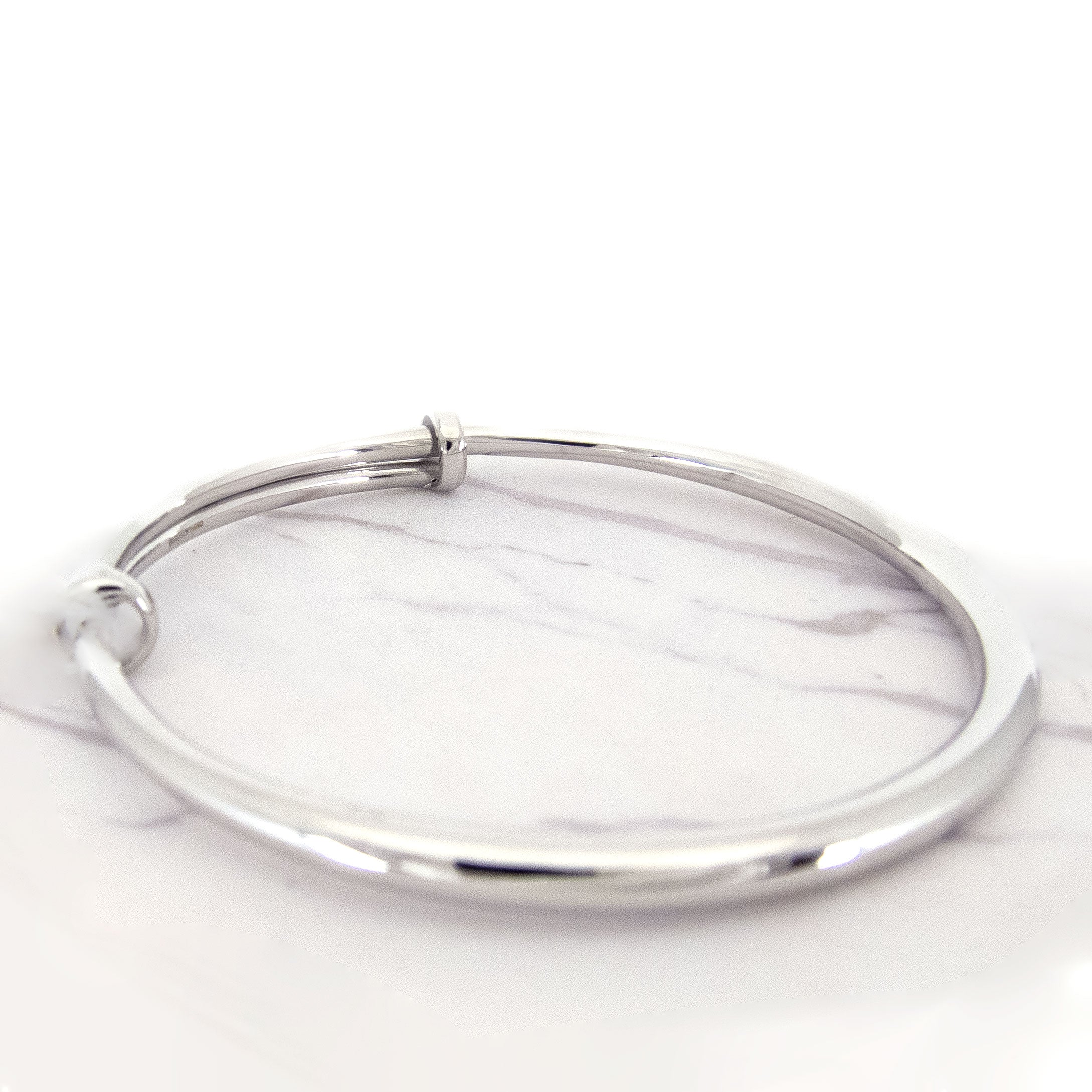Platinum Polished Bangle Bracelet for Women - Elegant & Shiny 18K White Gold Jewelry Gift for Anniversary, Wedding & Special Occasions