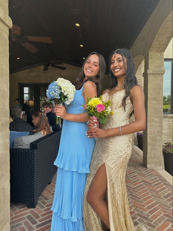 Elegant Blue A-Line Layered Long Prom Dress for Women - Formal Evening Gown J2570 | Perfect for Homecoming, Prom Night, Wedding Guest & Special Occasions