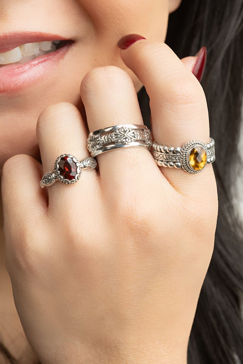 Live in Peace Ring™ - Genuine Red Madeira Citrine Gemstone Ring for Women | Spiritual Healing, Meditation & Positive Energy Jewelry | Perfect for Yoga, Mindfulness & Daily Wear