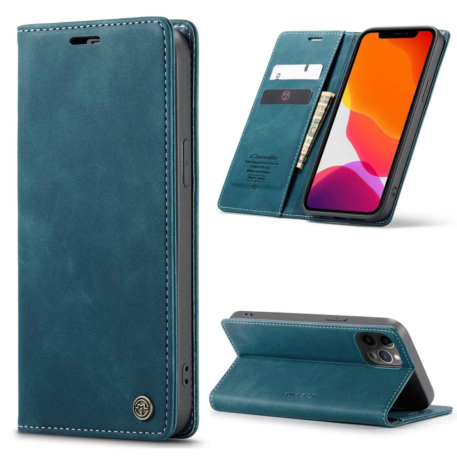Vintage Leather Flip Case for iPhone 13 Pro - Retro Style Phone Cover with Card Holder & Magnetic Closure | Perfect for Daily Use, Travel & Business Meetings