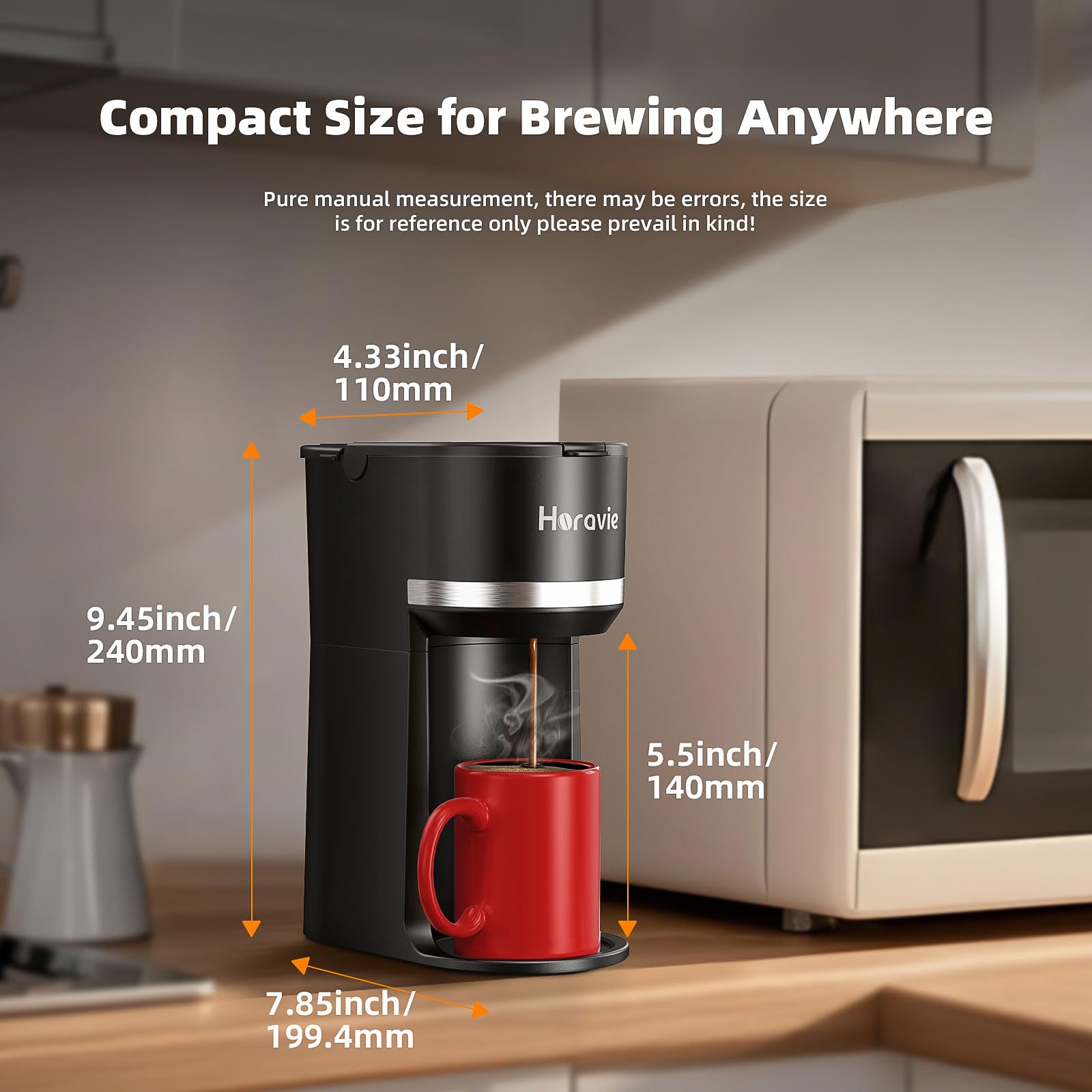 Mini Single Serve Coffee Maker for K-Cup & Ground Coffee - Fast Brew 1 Cup Coffee Machine with Descaling Reminder, Water Window (6-12 oz) - Perfect for Home, Office & Dorm Use - Black