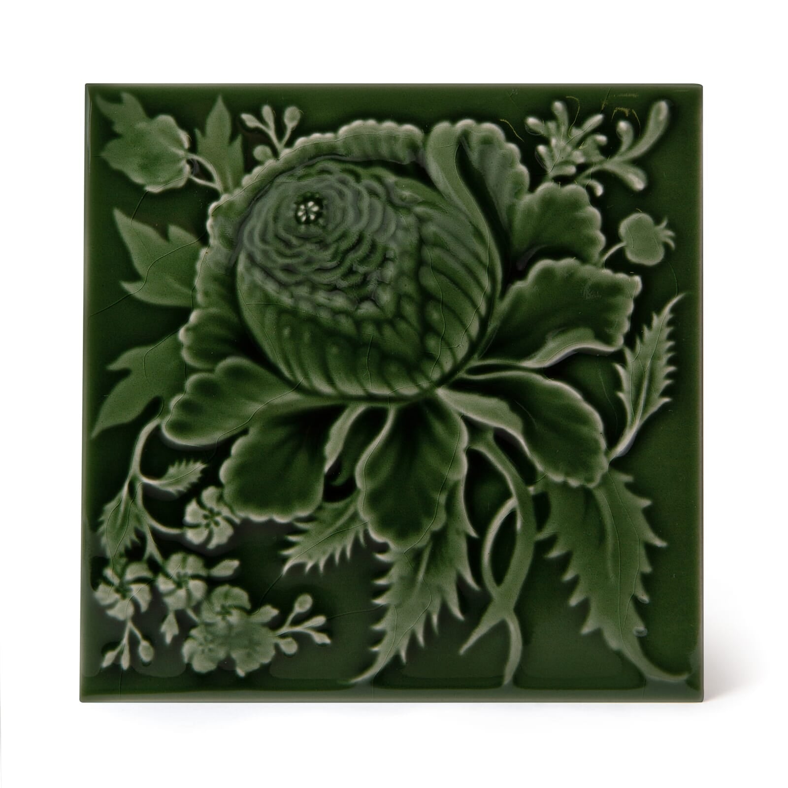 ARTEMIS ROSE Relief Tiles Verde - Handmade Ceramic Wall Decor for Home & Garden - Perfect for Kitchen Backsplash, Bathroom Accent Wall, and Outdoor Patio Decor