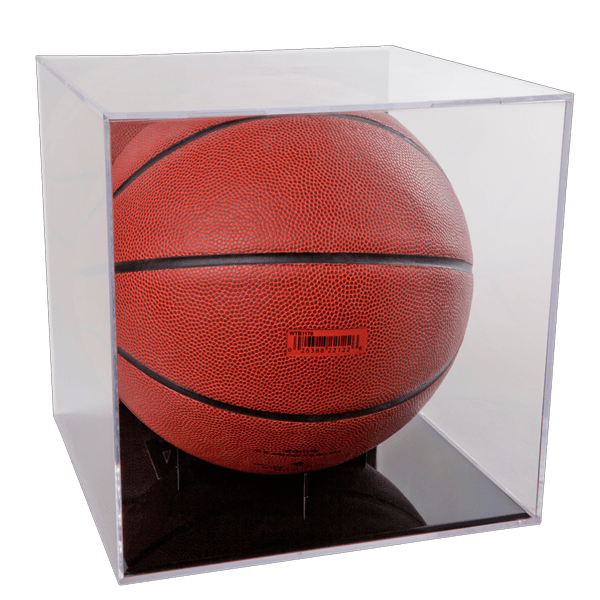 BallQube UV Grandstand Basketball Display with Black Stand - Perfect for Showcasing Autographed or Collectible Basketballs in Home, Office, or Sports Memorabilia Rooms