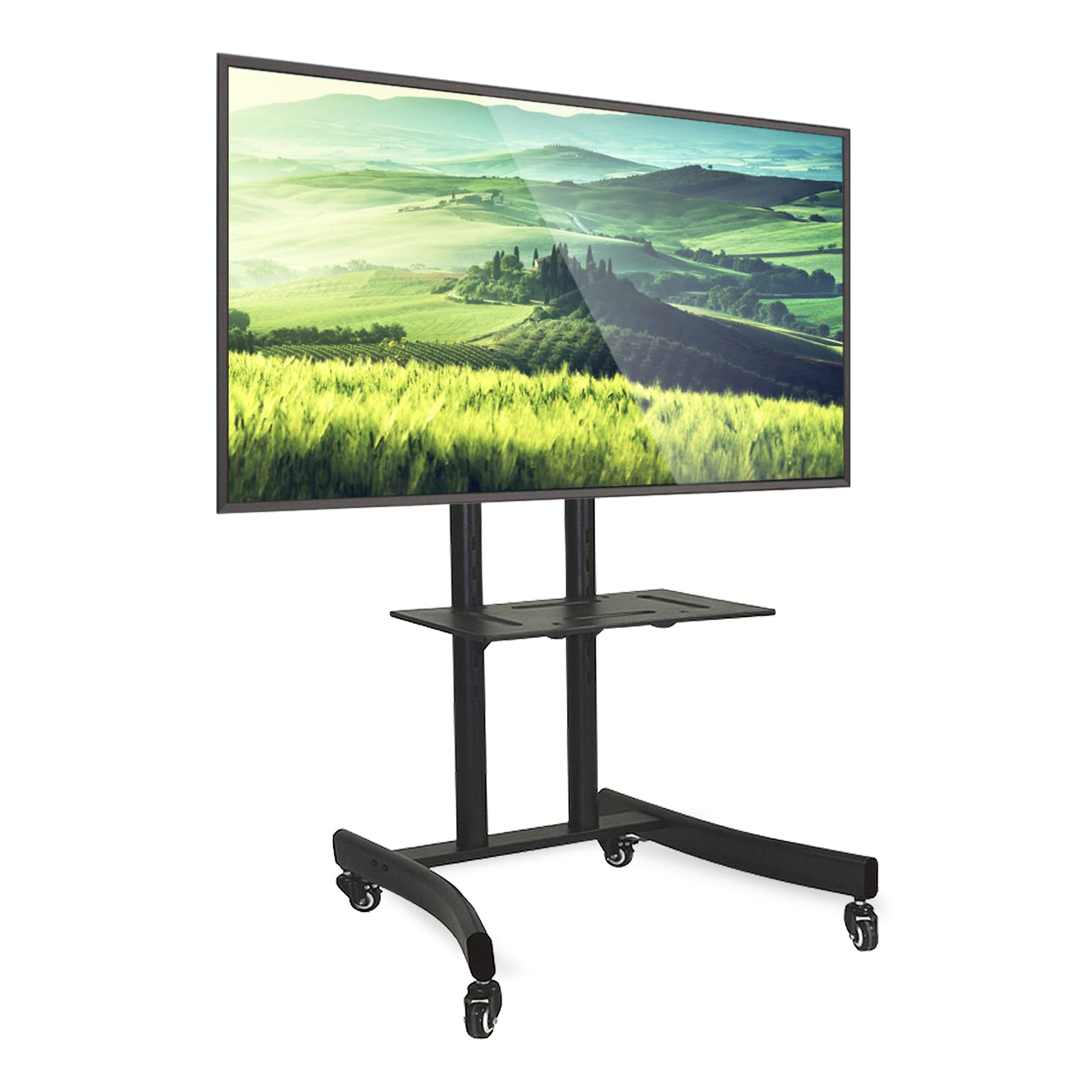 ABCCANOPY Mobile TV Cart Rolling Stand with Wheels - Adjustable Shelf for 32-65 Inch LED LCD OLED Flat Screen & Plasma TVs - Perfect for Living Room, Bedroom, Office or Classroom Use