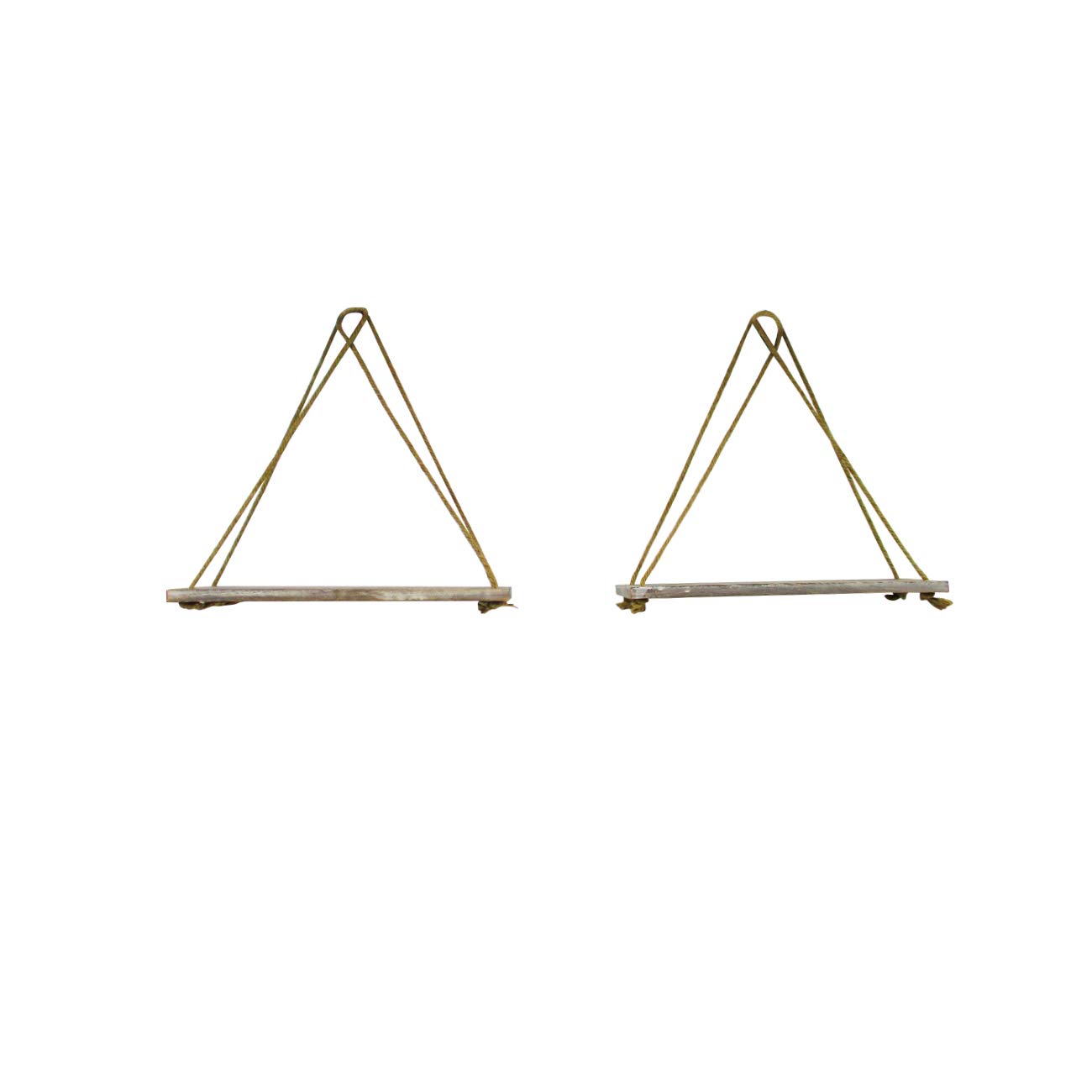 Trademark Innovations Wood Wall Rope Hanging Floating Shelves - Set of 2, Rustic Home Decor for Living Room, Bedroom, Kitchen Storage & Display