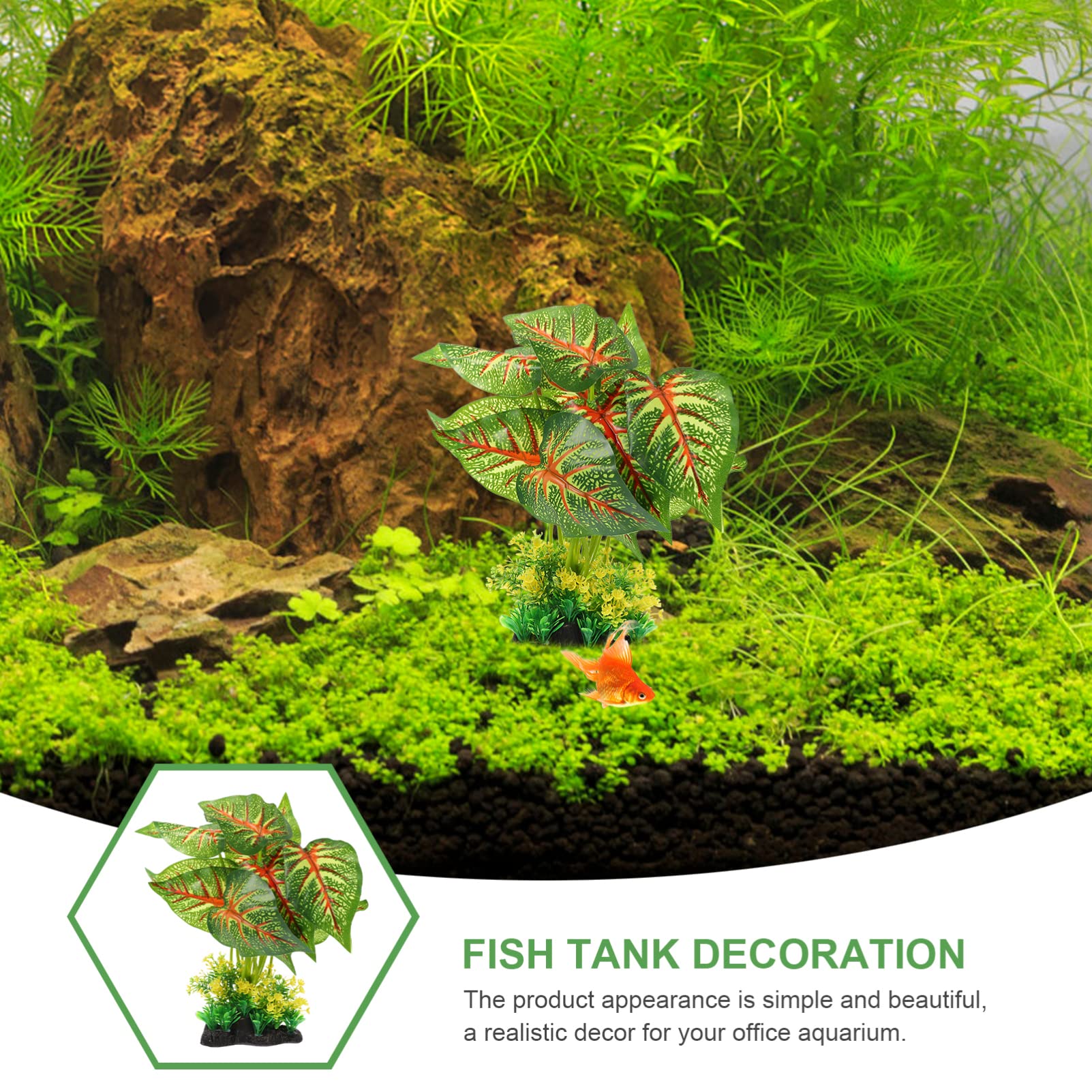 POPETPOP Artificial Aquarium Plants - Realistic Fish Tank Decor, Fake Water Grass for Freshwater & Saltwater Tanks - Perfect for Home, Office Aquarium Decoration & Fish Habitat Enhancement