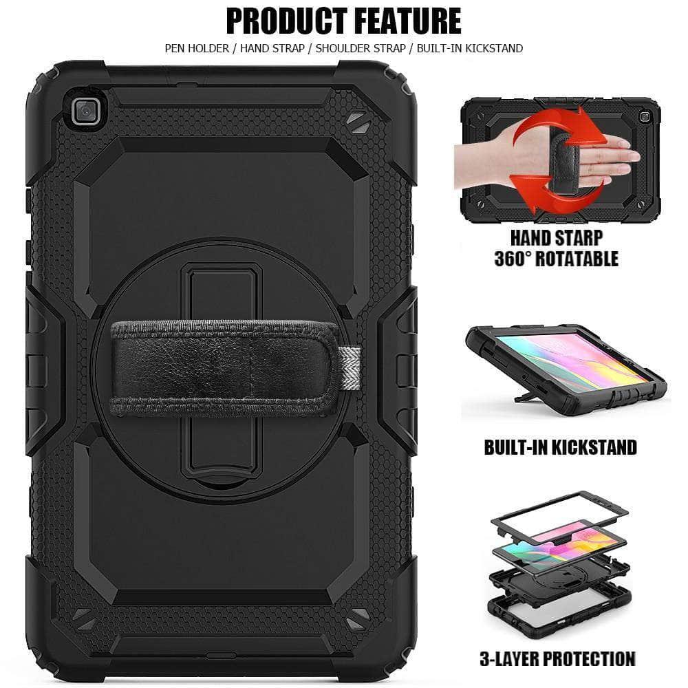 Shockproof 360° Rotating Hand Strap & Kickstand Silicone Case for Samsung Galaxy Tab A 8 (2019) T290 T295 - Perfect for Work, Travel & Entertainment