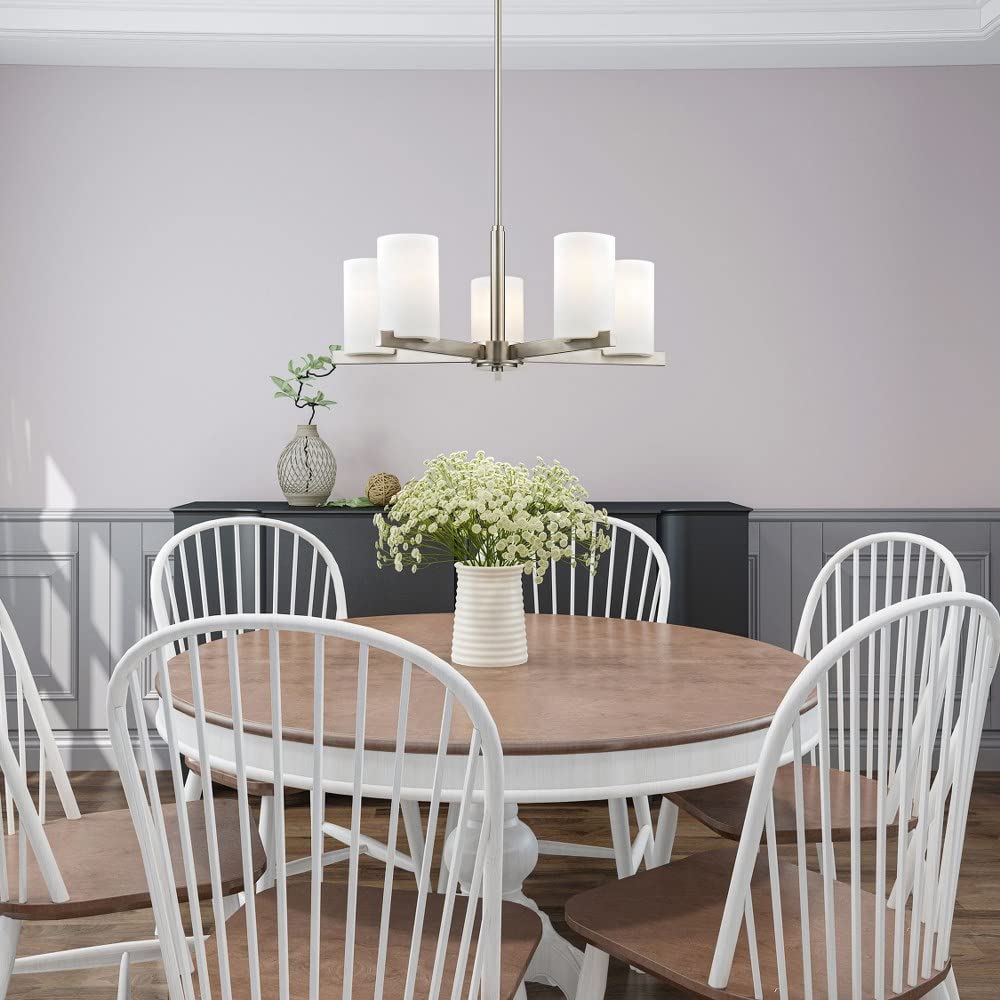 Livex Lighting 1325-91 Astoria 5-Light Chandelier in Brushed Nickel Finish - Elegant Ceiling Light Fixture for Dining Room, Living Room & Bedroom Decor
