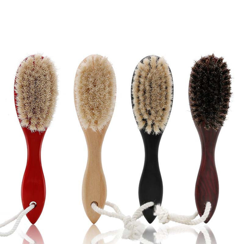 Premium Horsehair Hair Brush Set - Retro Gradient Haircut Brush, Oil Head Brush & Beard Comb for Men's Grooming - Perfect for Styling, Detangling & Beard Care at Home or Salon
