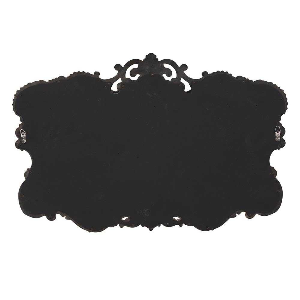 Howard Elliott Antiqued Talida Mirror - Ornate Rectangular Wall Mirror with Resin Frame, Glossy Black (27