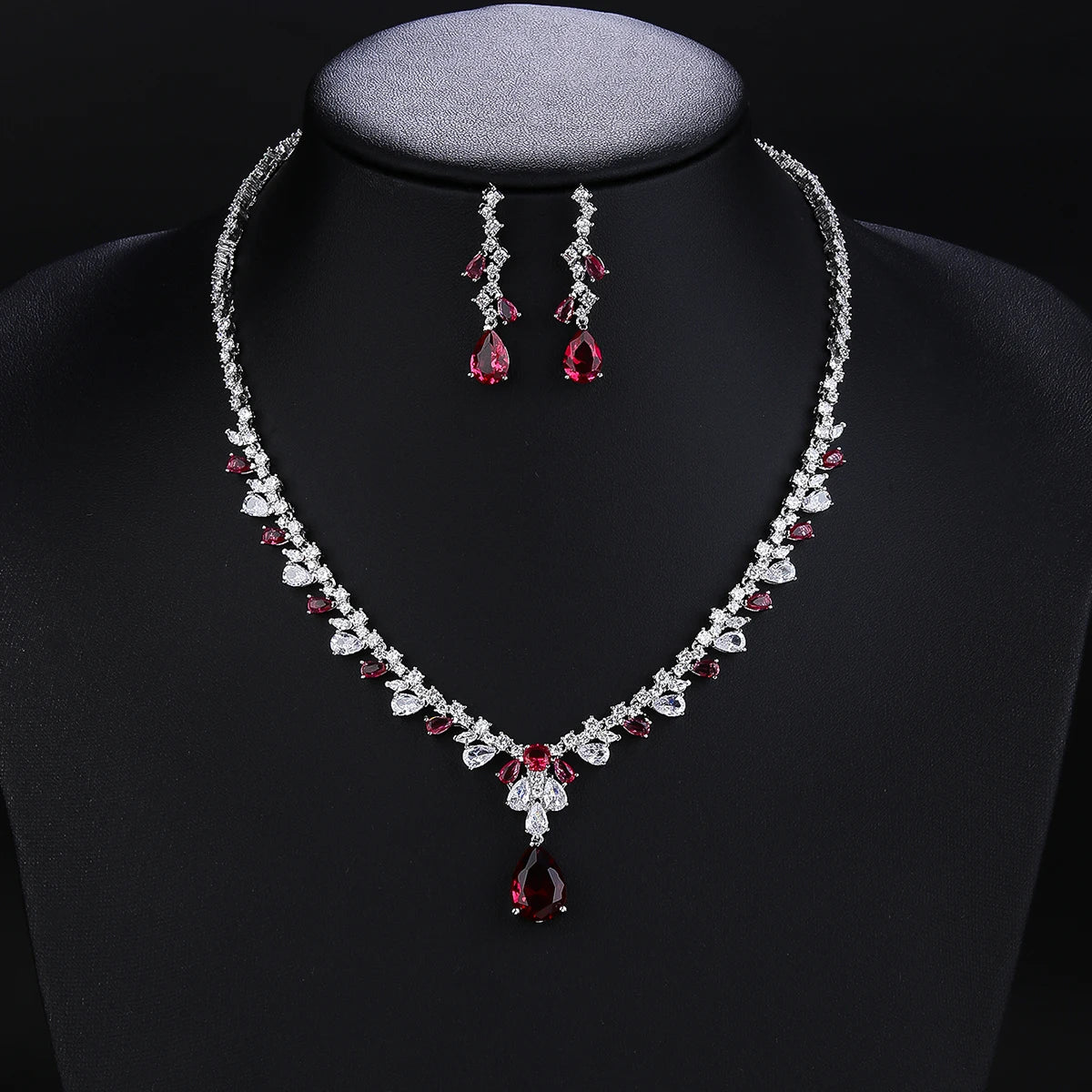 CZ Crystal Bridal Jewelry Set - Necklace & Earrings for Weddings, Anniversaries, Prom | Perfect Wedding Gift for Bride, Girlfriend | Free Shipping CN10323 | Elegant for Ceremonies, Date Nights & Special Occasions