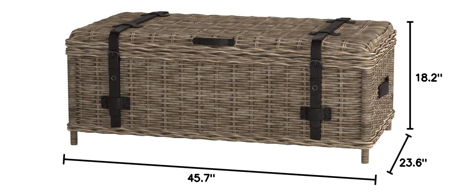 SAFAVIEH Navarro White Rattan Coffee Table - Modern Round Side Table for Living Room, Bedroom, Patio - Natural Woven Rattan Accent Table with Glass Top - Perfect for Home Decor, Lounge, and Outdoor Use