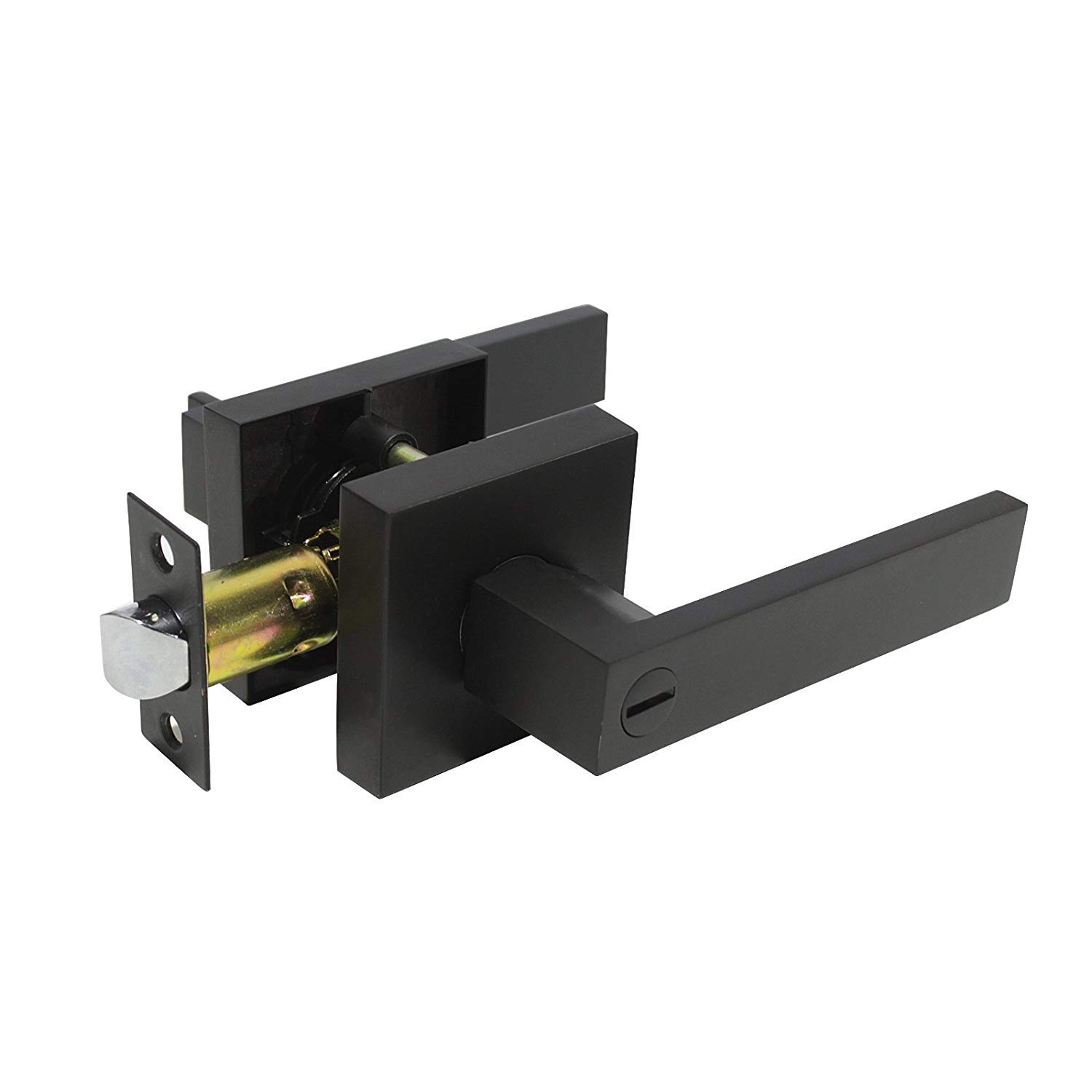 Matt Black Heavy Duty Door Lever - Privacy Bathroom & Interior Door Lock for Home Security