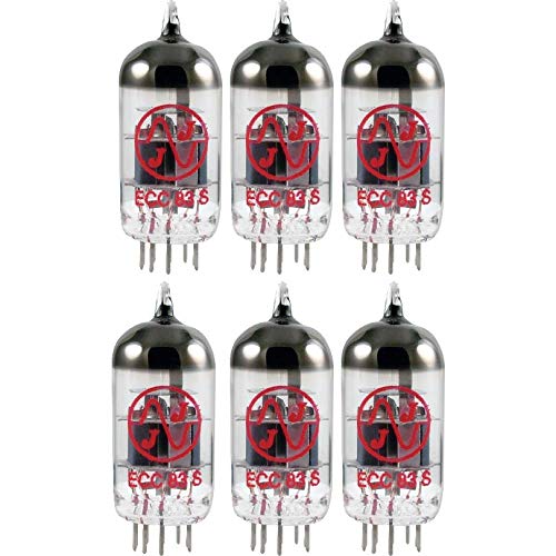 JJ Electronics 12AX7 / ECC83 Vacuum Tube - 6-Pack of Premium Regular Pin Audio Tubes for Guitar Amps, Preamps & Hi-Fi Systems