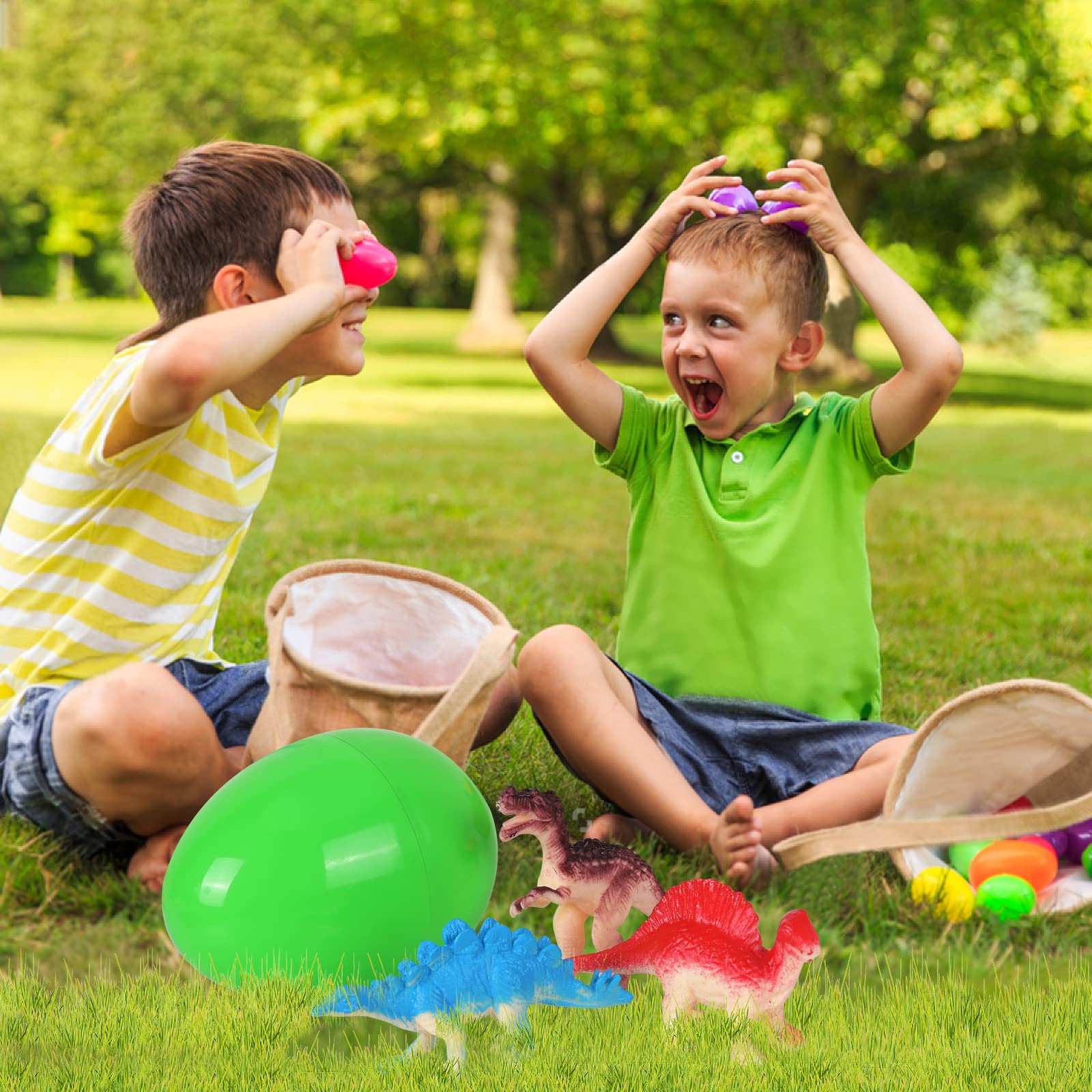 12-Piece Dinosaur Easter Egg Toys for Boys - Fun Easter Basket Stuffers, Kids Easter Gifts with Surprise Toys Inside - Perfect for Easter Egg Hunts, Party Favors & Toddler Gifts