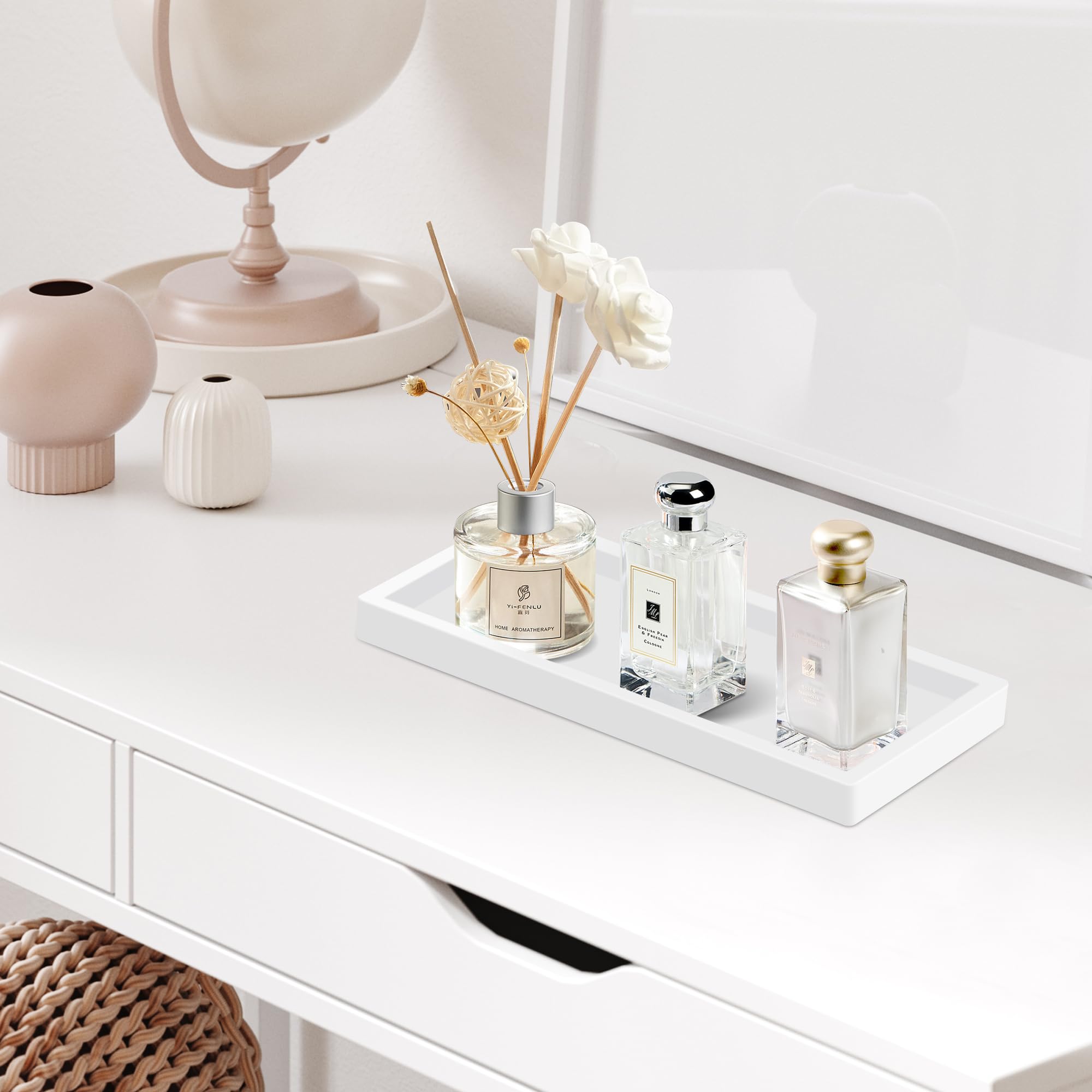 EGWON Shatterproof Silicone Bathroom Vanity Tray - Thick Non-Slip Soap Dispenser & Perfume Organizer for Toilet Tank or Dresser Top | Perfect for Bathroom Counter, Sink, and Vanity Organization