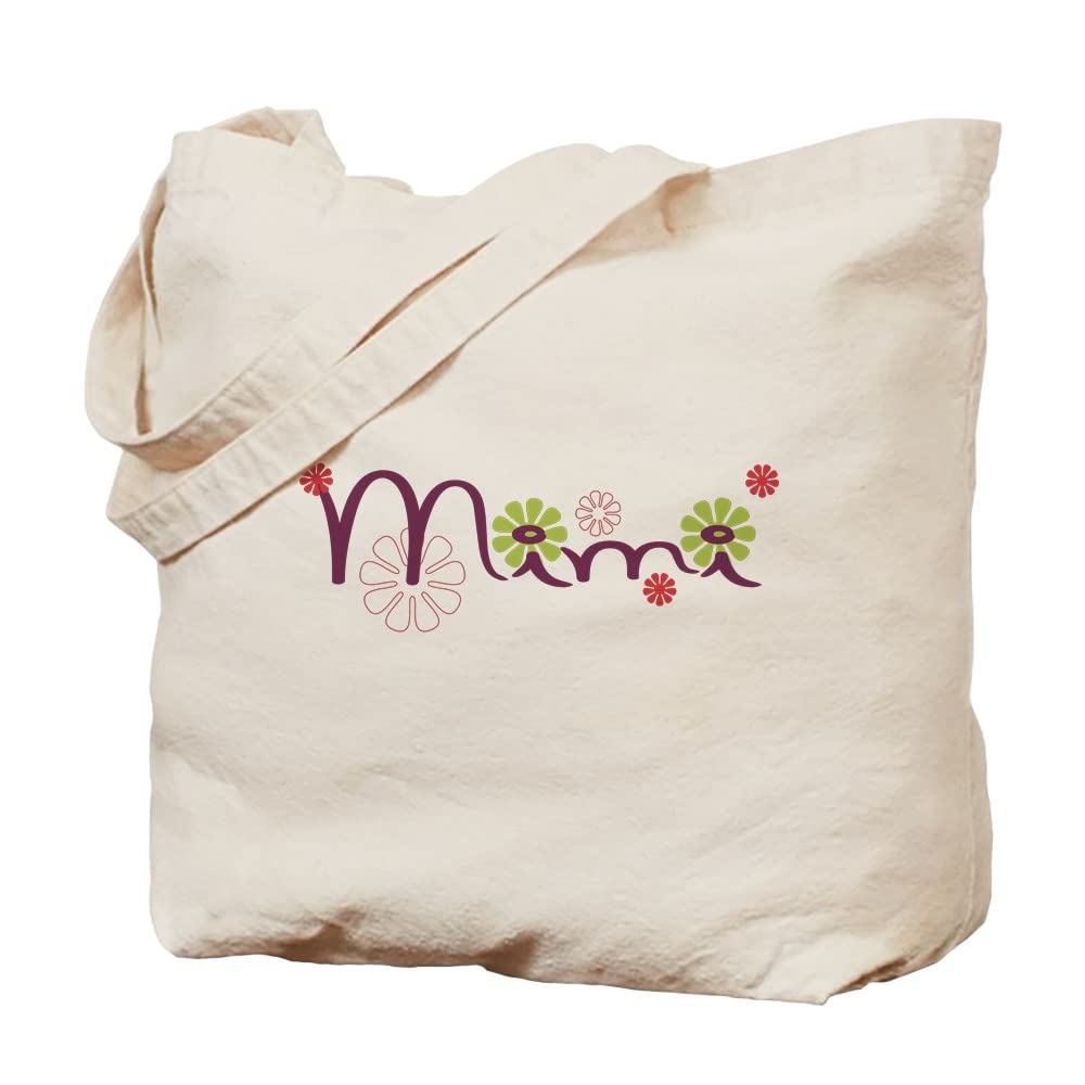 Mimi With Flowers Tote Bag - Natural Canvas Reusable Shopping Bag for Groceries, Beach & Daily Use | Eco-Friendly Cotton Tote with Floral Design