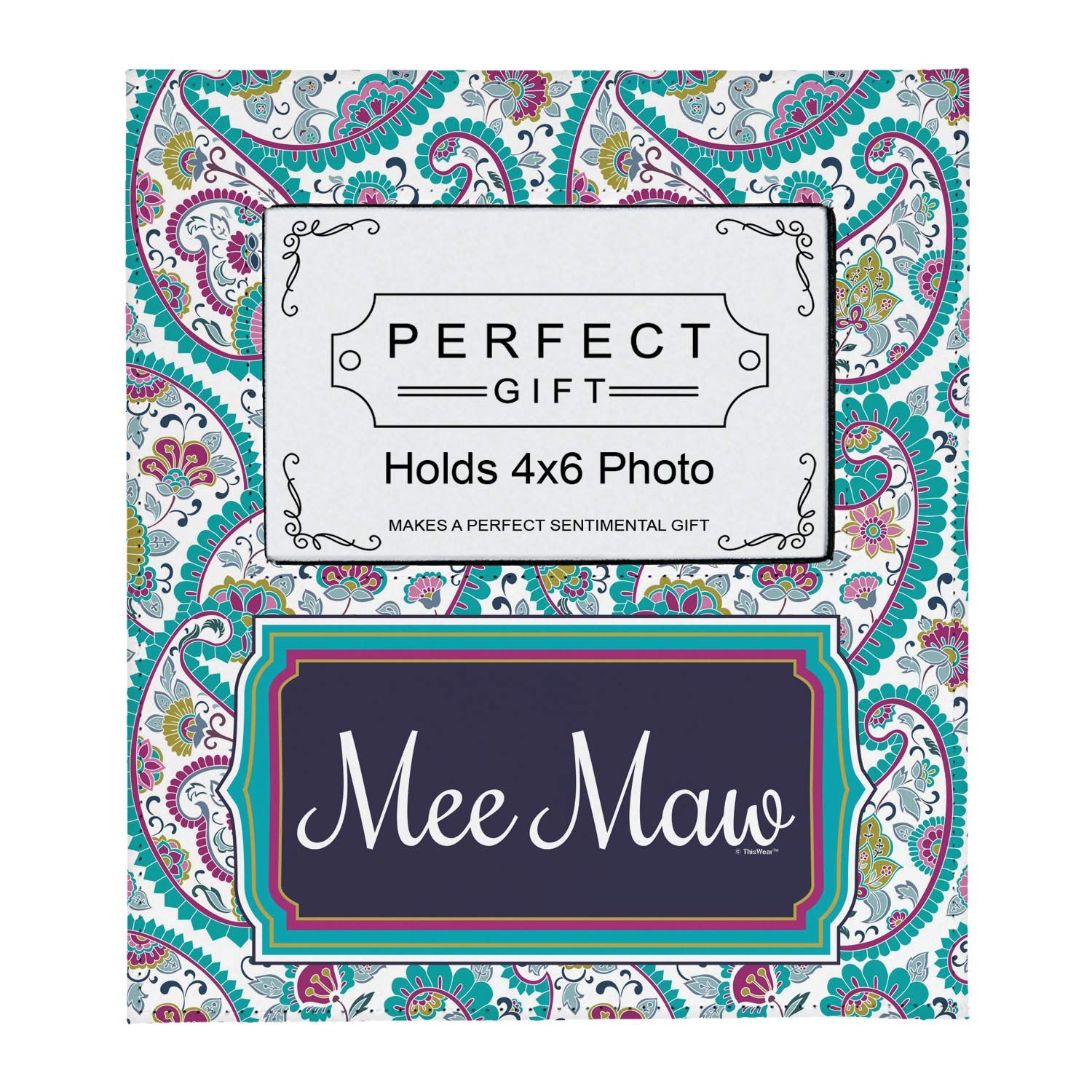 Premium MeeMaw Picture Frame - Elegant Paisley Print Photo Frame for 4x6 Photos | Perfect for Wall Decor, Living Room, Bedroom & Gift Giving