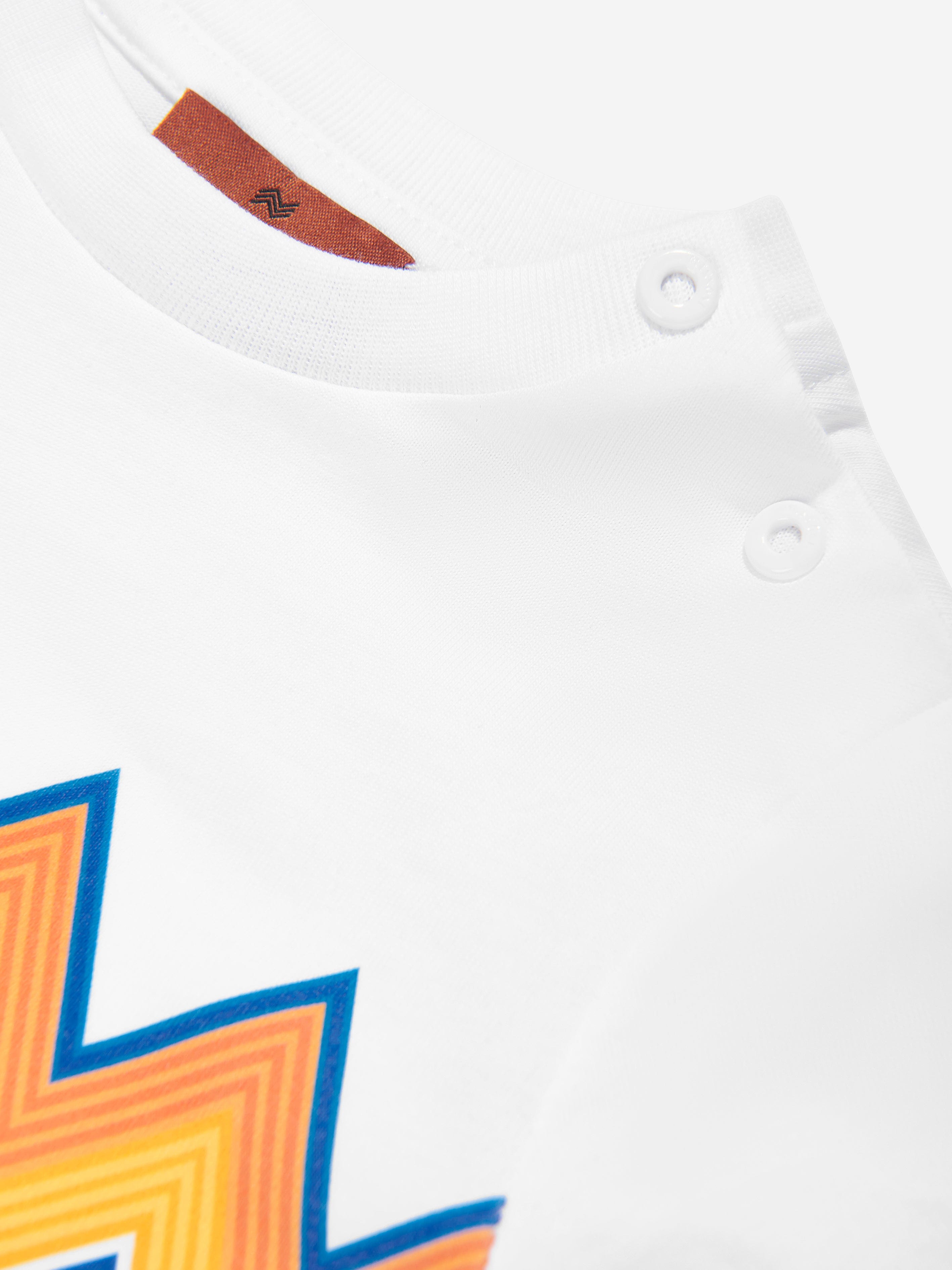 Baby Boys' White Zigzag Print T-Shirt - Soft Cotton Tee for Playtime & Casual Outfits
