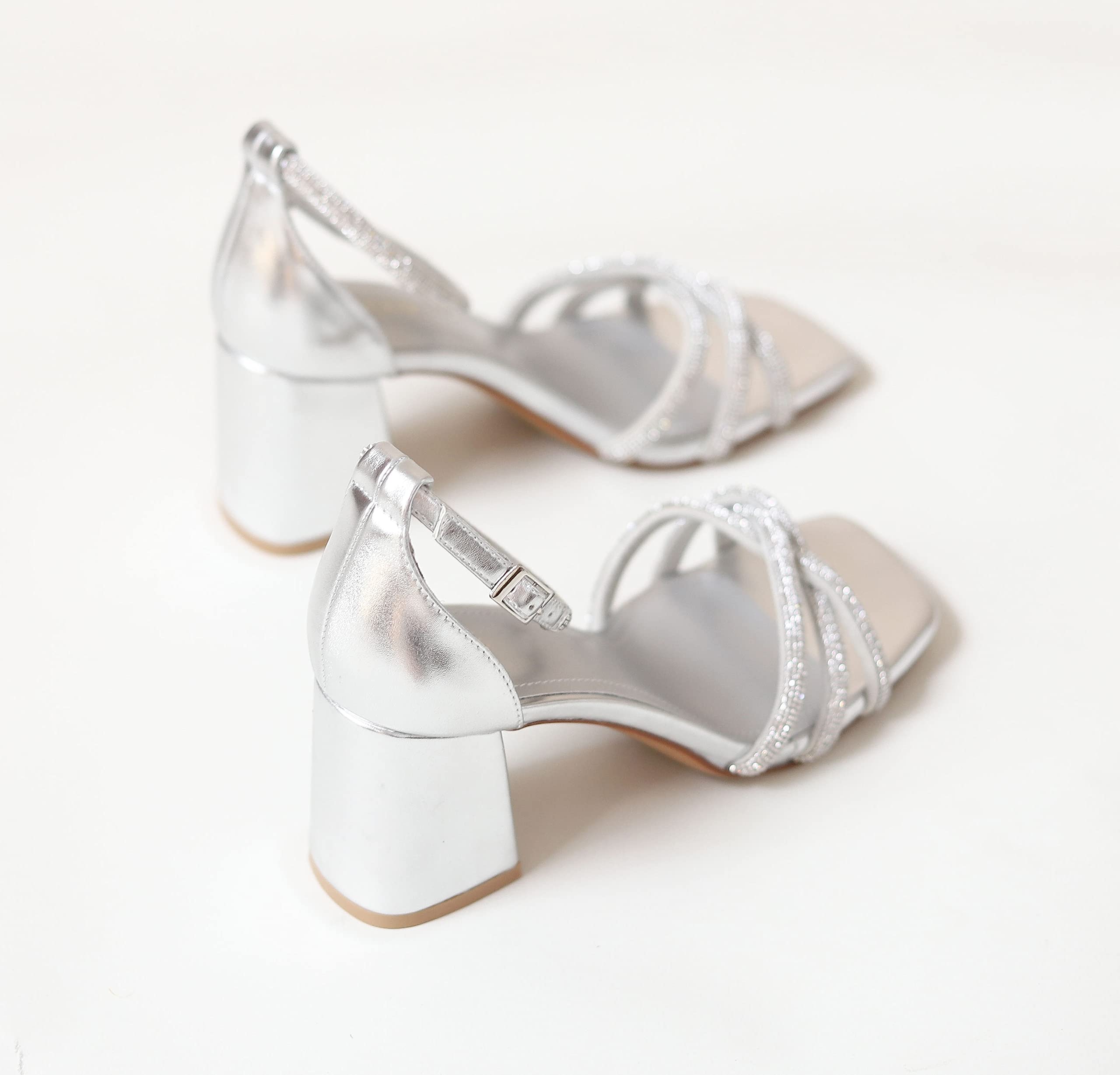 FRALOSHA Women's Chunky Heel Sandals with Ankle Strap - Open Toe High Heels for Summer, Weddings & Dressy Occasions - Comfortable Dress Sandals for Parties, Date Nights & Special Events