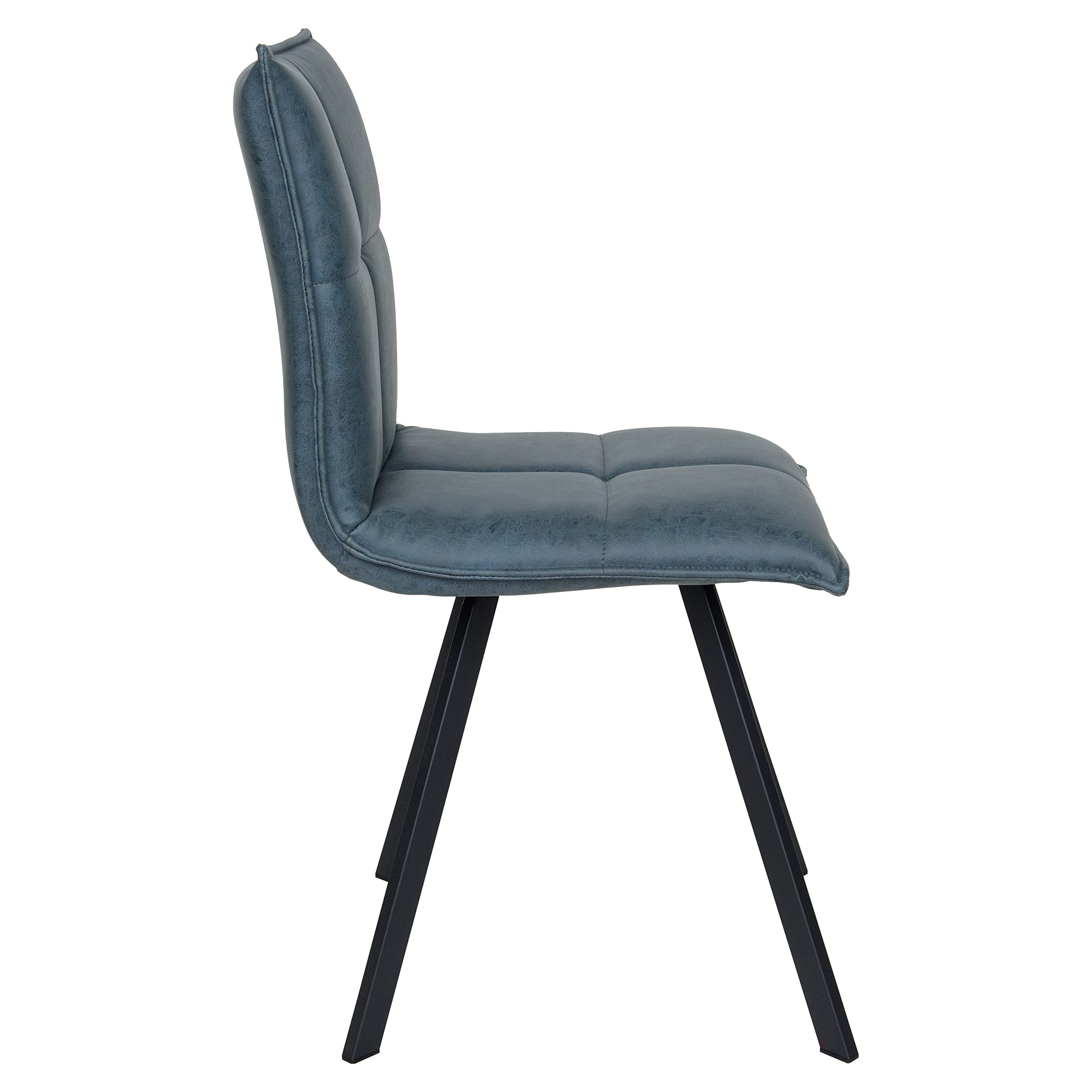 LeisureMod Wesley Modern Leather Kitchen & Dining Chairs Set of 4 - Peacock Blue with Sturdy Metal Legs | Perfect for Home, Restaurant & Office Use