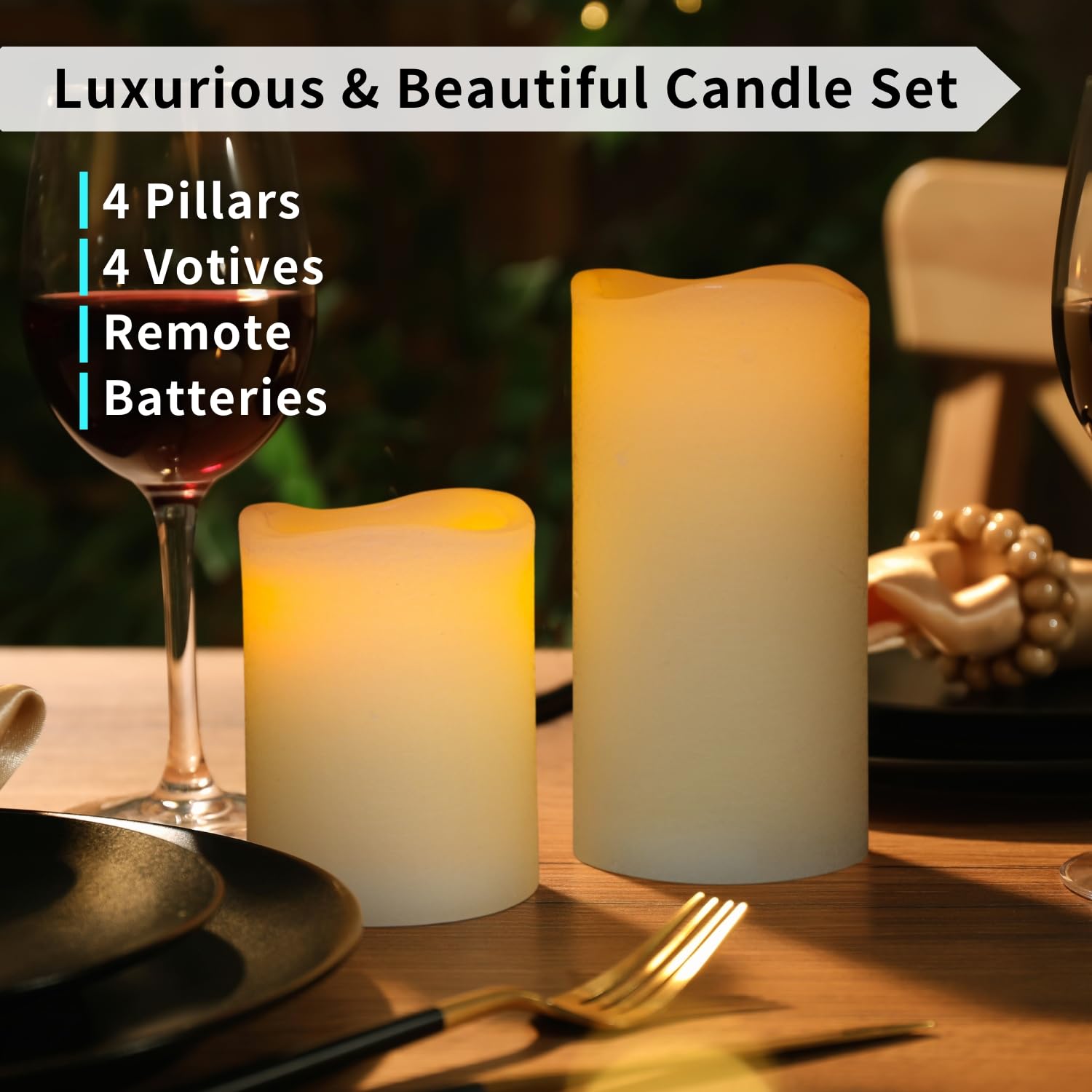 FURORA Flameless LED Candles Set of 8 - 4 Ivory Pillar Candles & 4 Votive Candles with Realistic Flickering Flame, Remote Control & Timer, Battery Included - Perfect for Home Decor, Wedding Centerpieces, Romantic Dinner Ambiance, and Holiday Lighting
