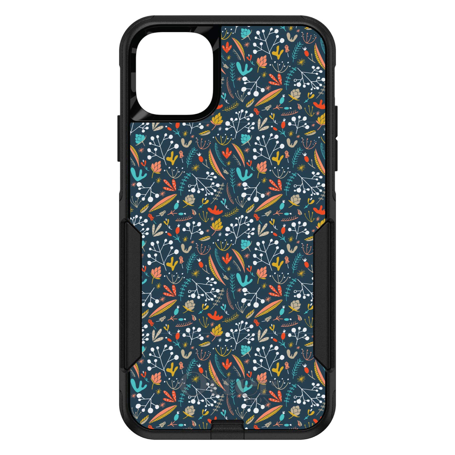 DistinctInk iPhone 12 Pro MAX Case (6.7 Inch) - Premium Protective Cover with Modern Floral Design in Navy, Red & White - Durable OtterBox Commuter Replacement - Perfect for Everyday Use, Travel & Outdoor Activities